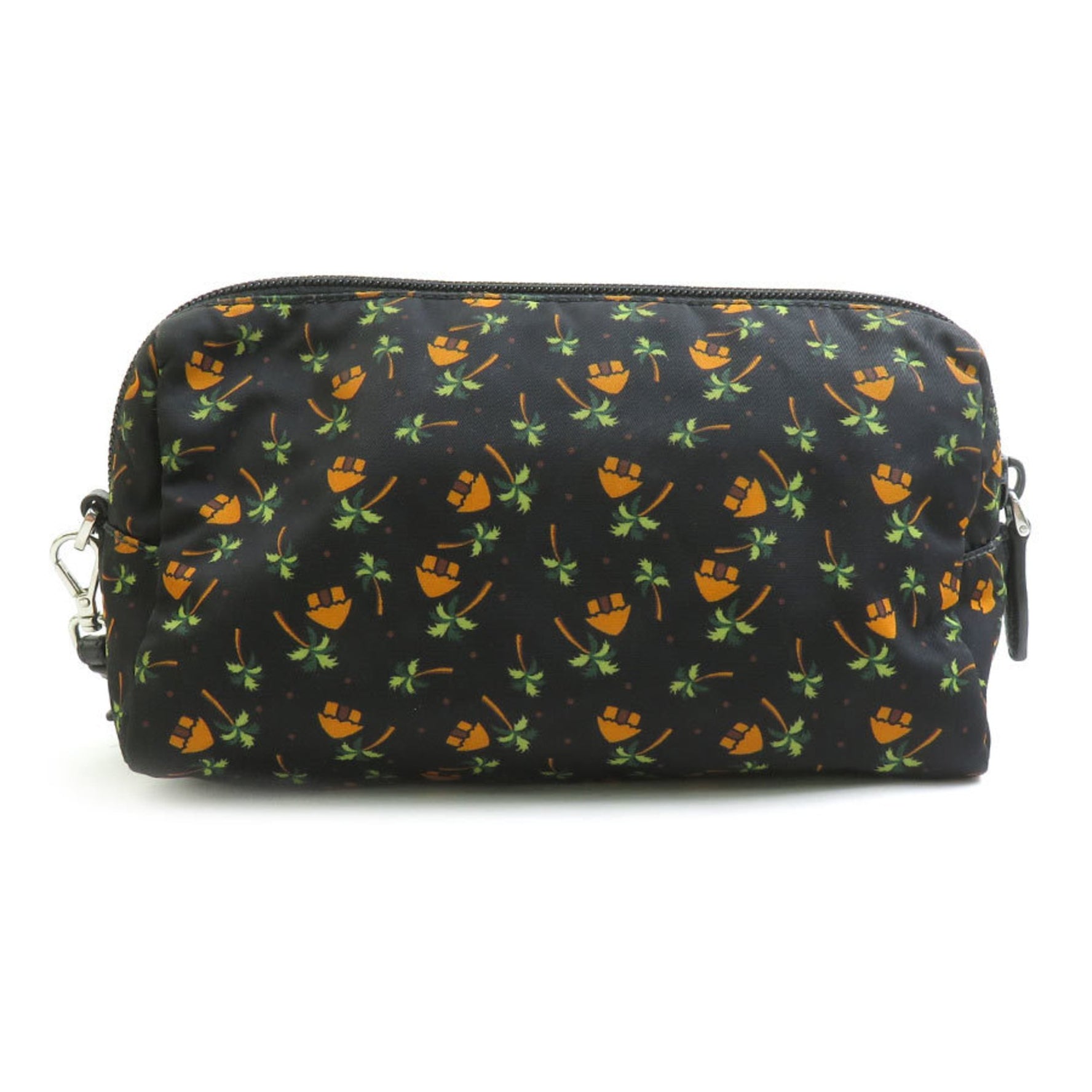 PRADA Pouch Nylon Black x Orange Green