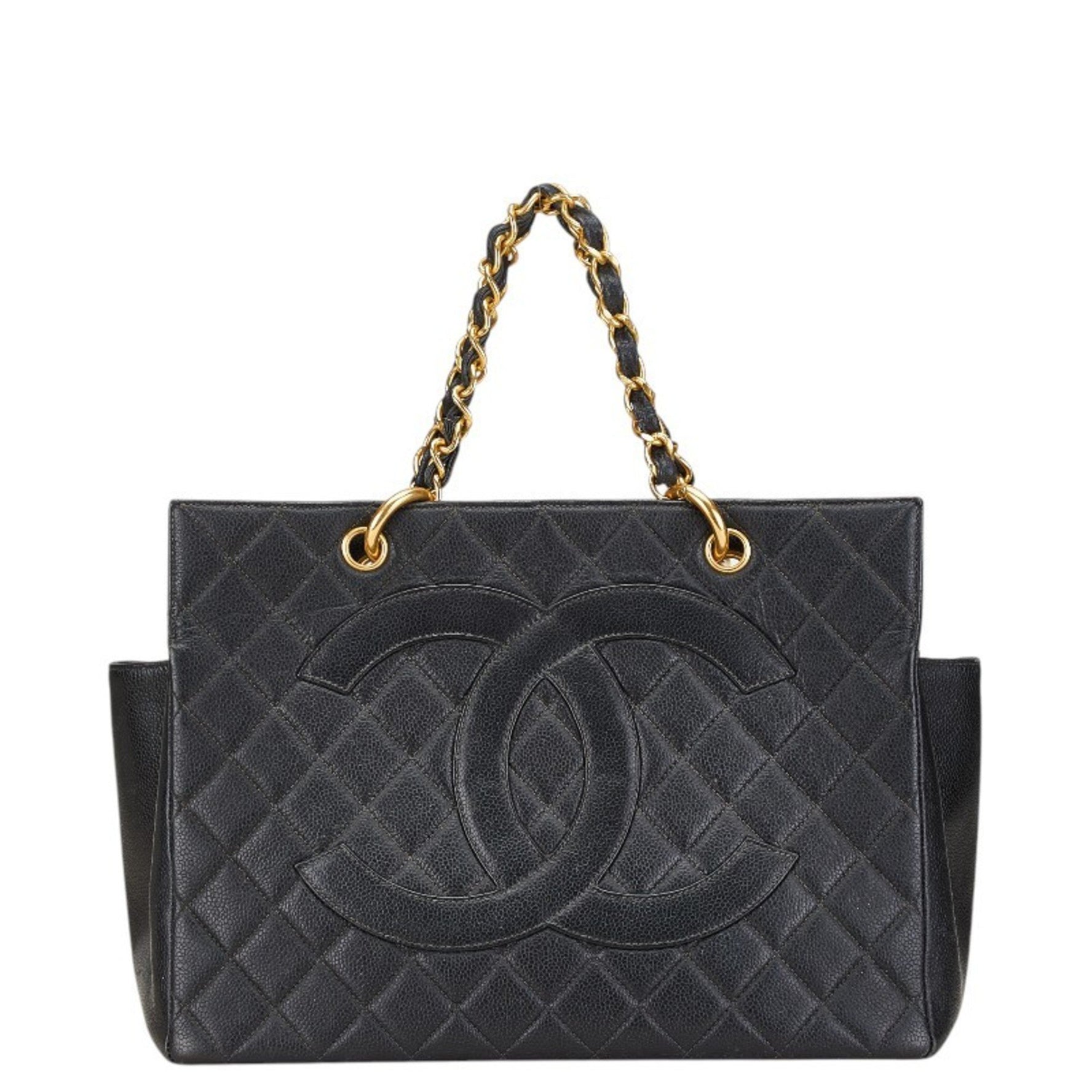 CHANEL Coco Mark Matelasse Chain Handbag Tote Bag in Caviar Skin