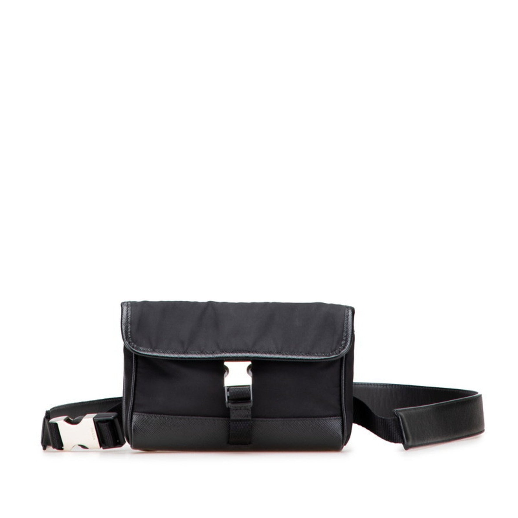 Prada logo waist bag in nylon and leather .