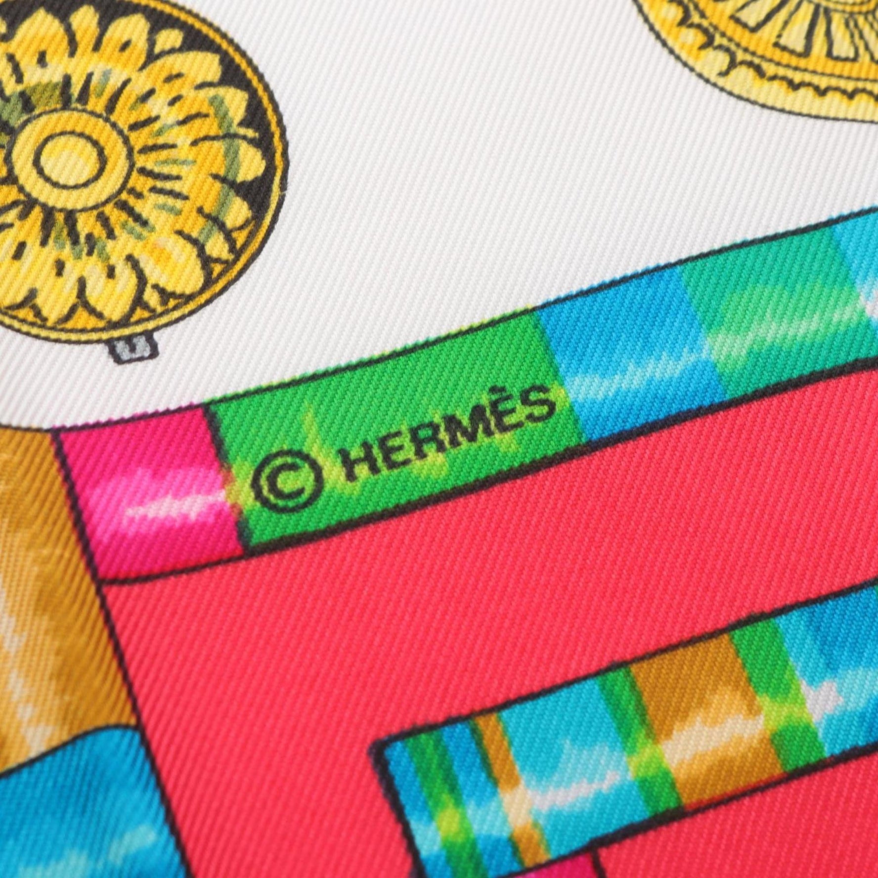 Hermes Hermès Carré 90 Petite Main Silk Scarf in Red and Multicolor