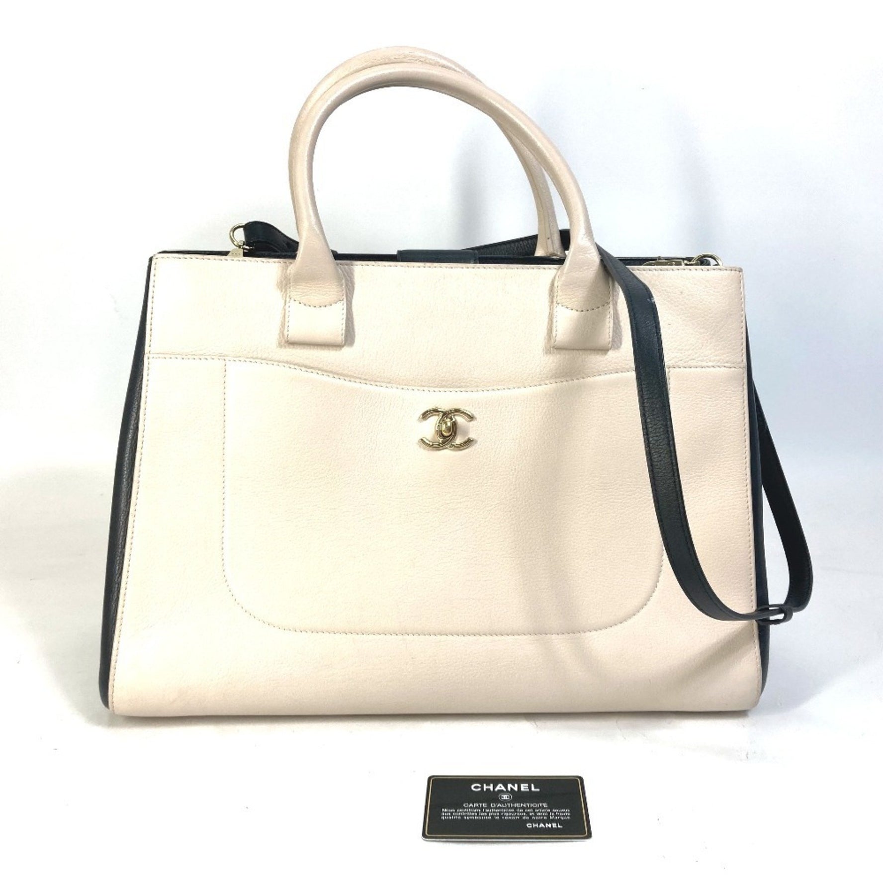 CHANEL CC Coco Mark Two-Tone Neo Executive Shoulder Bag/Handbag, Leather