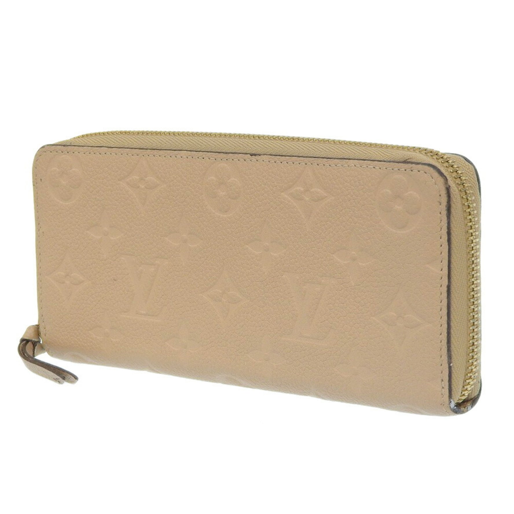 Louis Vuitton Portefeuille Clemence Long Wallet Monogram Implant Beige Ladies