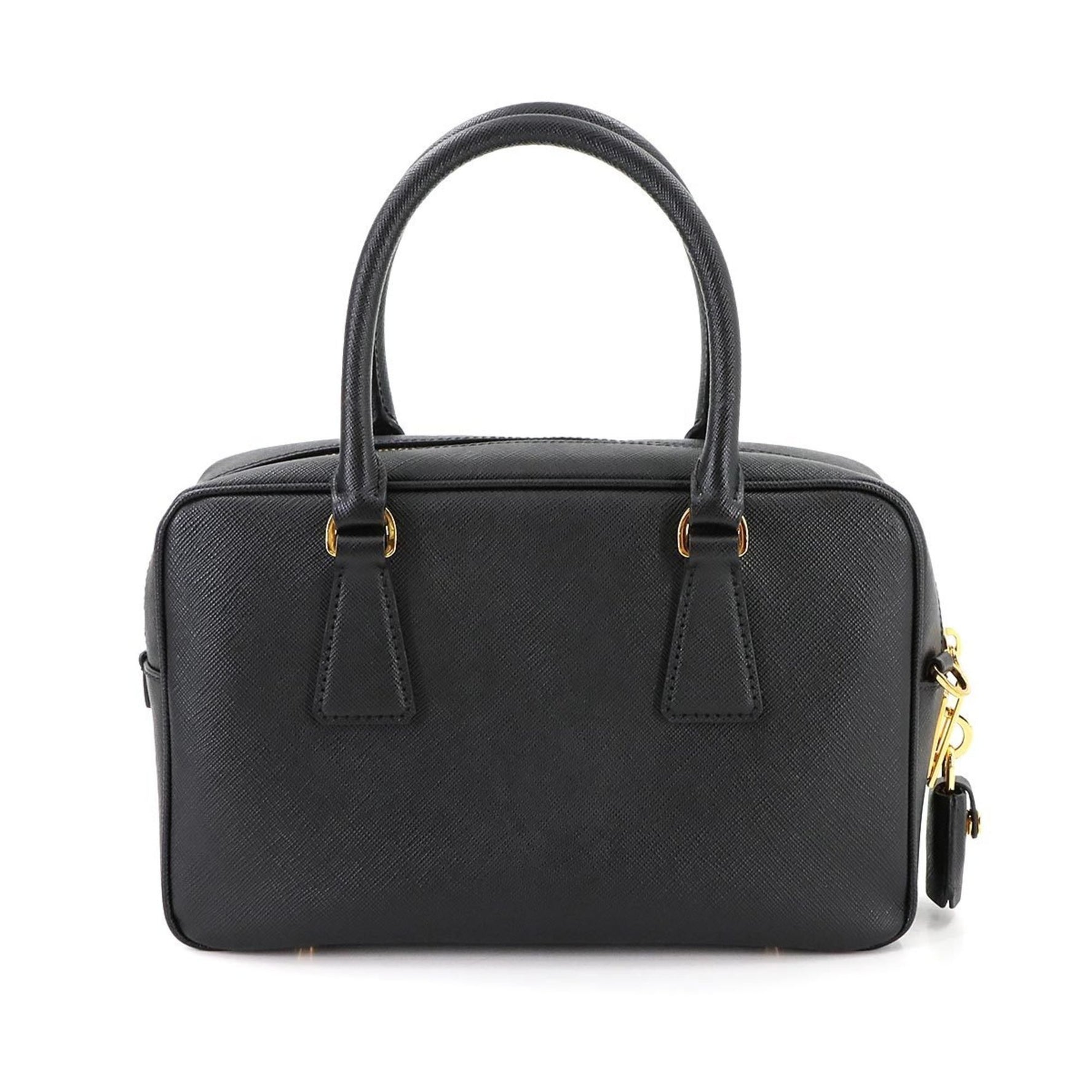 Prada 2-way Hand Shoulder Bag in Saffiano Leather, Black with Gold Hardware, 1BB113