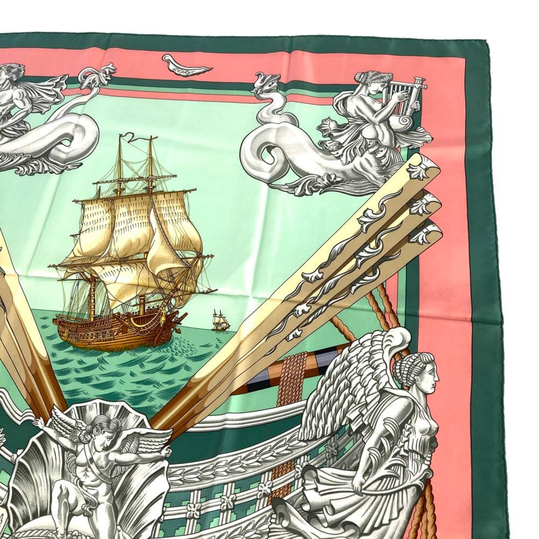 Hermes Carre 90 Lephyr Sailboat Scarf Muffler Silk