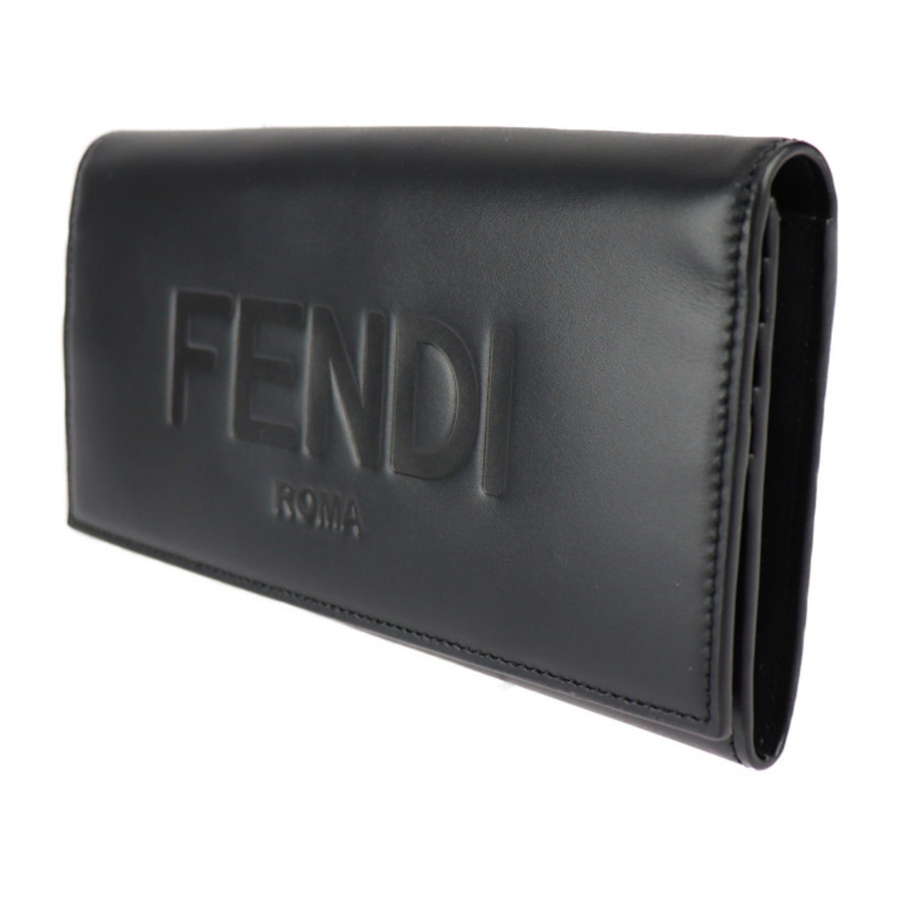 FENDI Continental Wallet Long Calf Leather Silver Hardware Logo