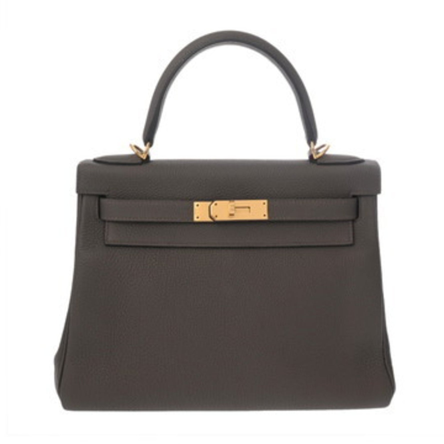 HERMES Kelly 28, Inner Stitching, Etain, Y Stamp (circa 2020), Women's Togo Handbag, A-Rank, Pre-Owned, Ginzo