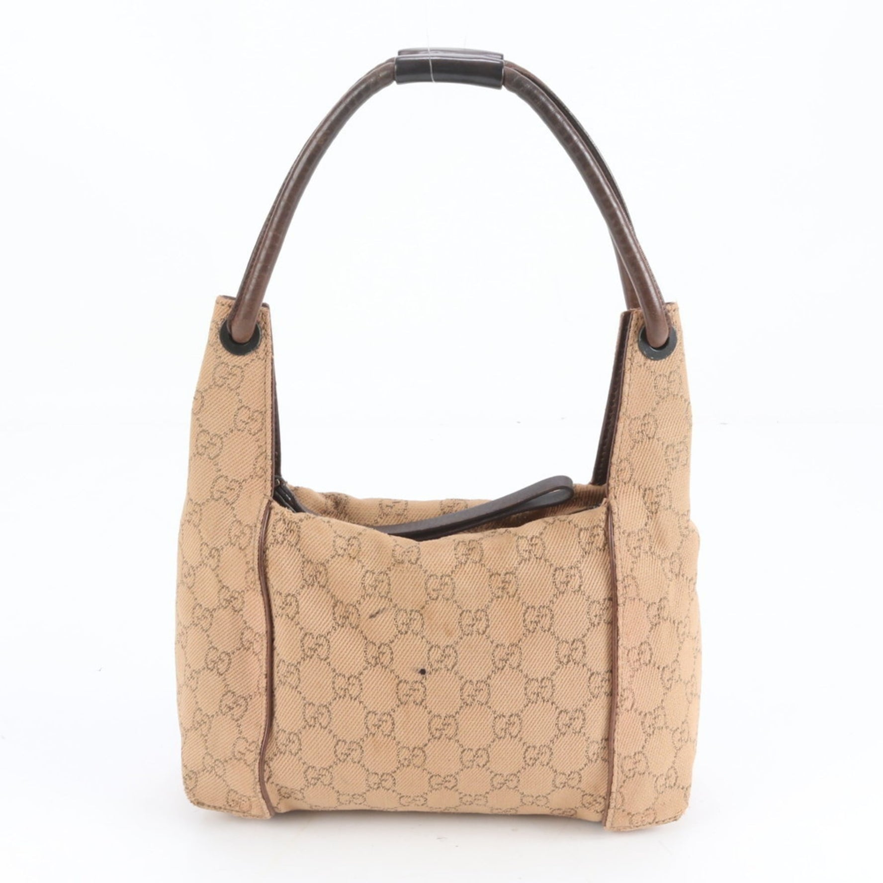 Gucci GG Canvas and Leather Shoulder Bag, One-Shoulder Brown