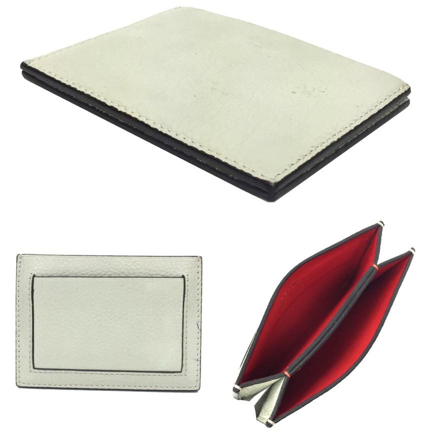 CELINE Card Case Leather Light Gray Wallet