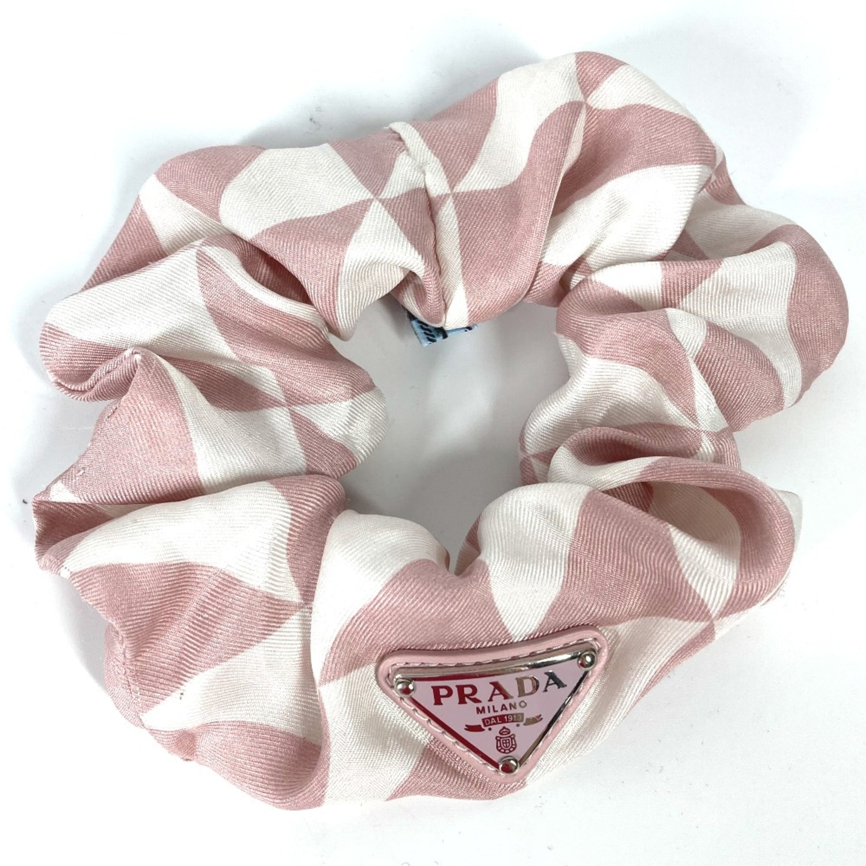 PRADA triangle logo triangle logo plate hair accessories hair rubber Shush White