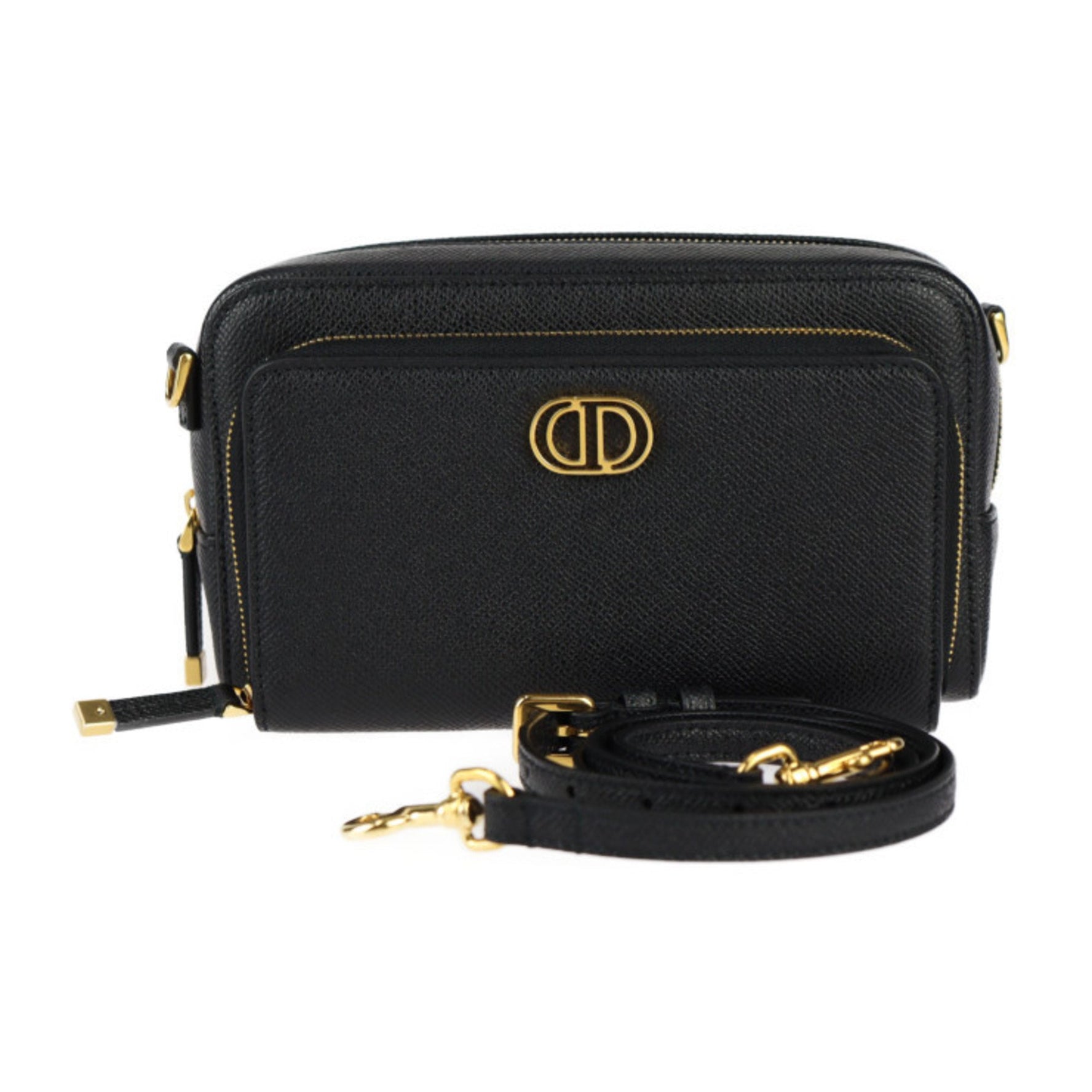 Christian Dior Caro Double Pouch Shoulder Bag Calfskin Second Clutch