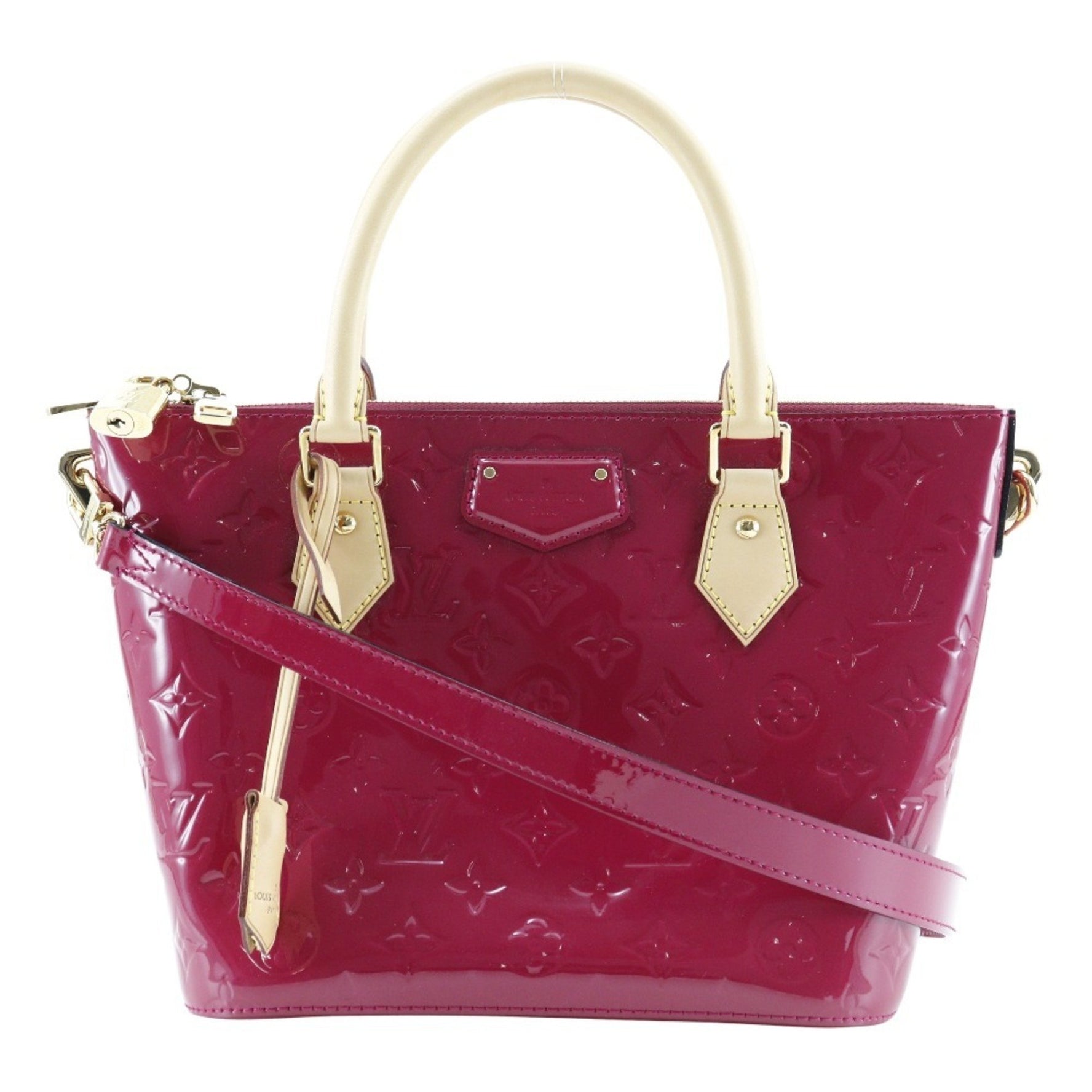 Louis Vuitton Montebello PM Handbag Shoulder Monogram Vernis Rose Andian 2014 Pink Double