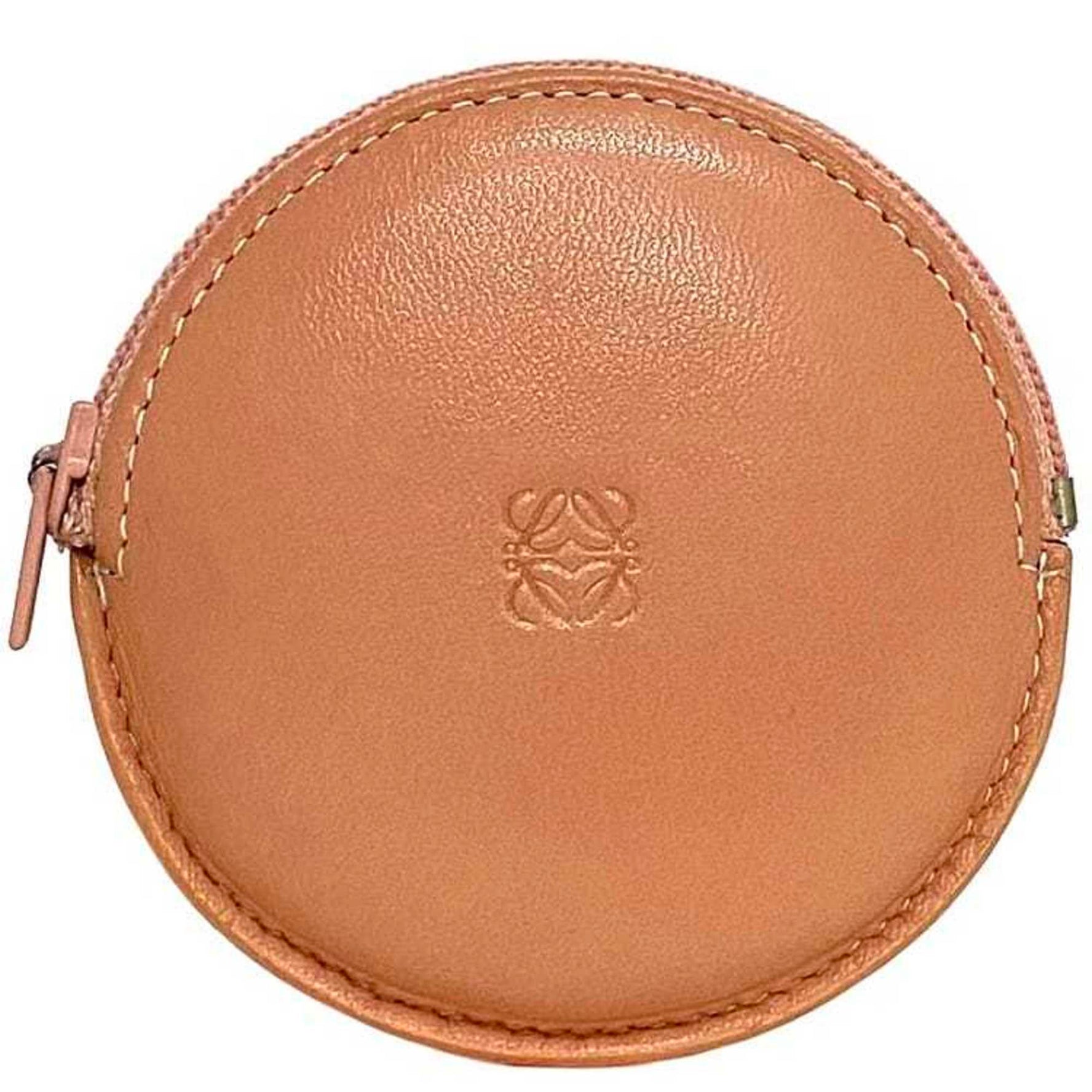 LOEWE Coin Case Anagram Purse Leather Engraved Men's Genuine Compact Micro Round Wallet