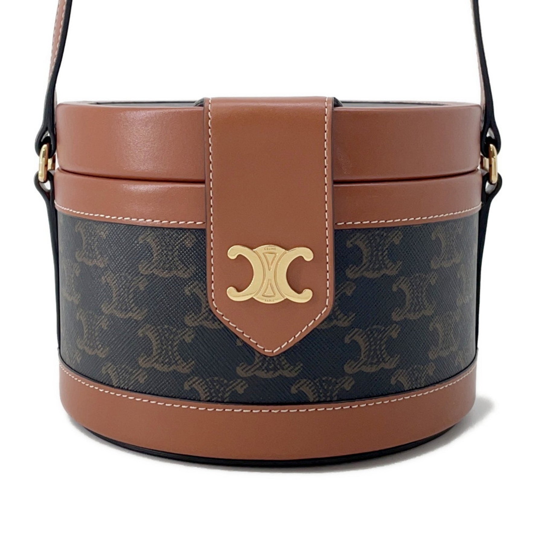 Celine Shoulder Bag Triomphe Tambour Vanity Leather Medium Bags