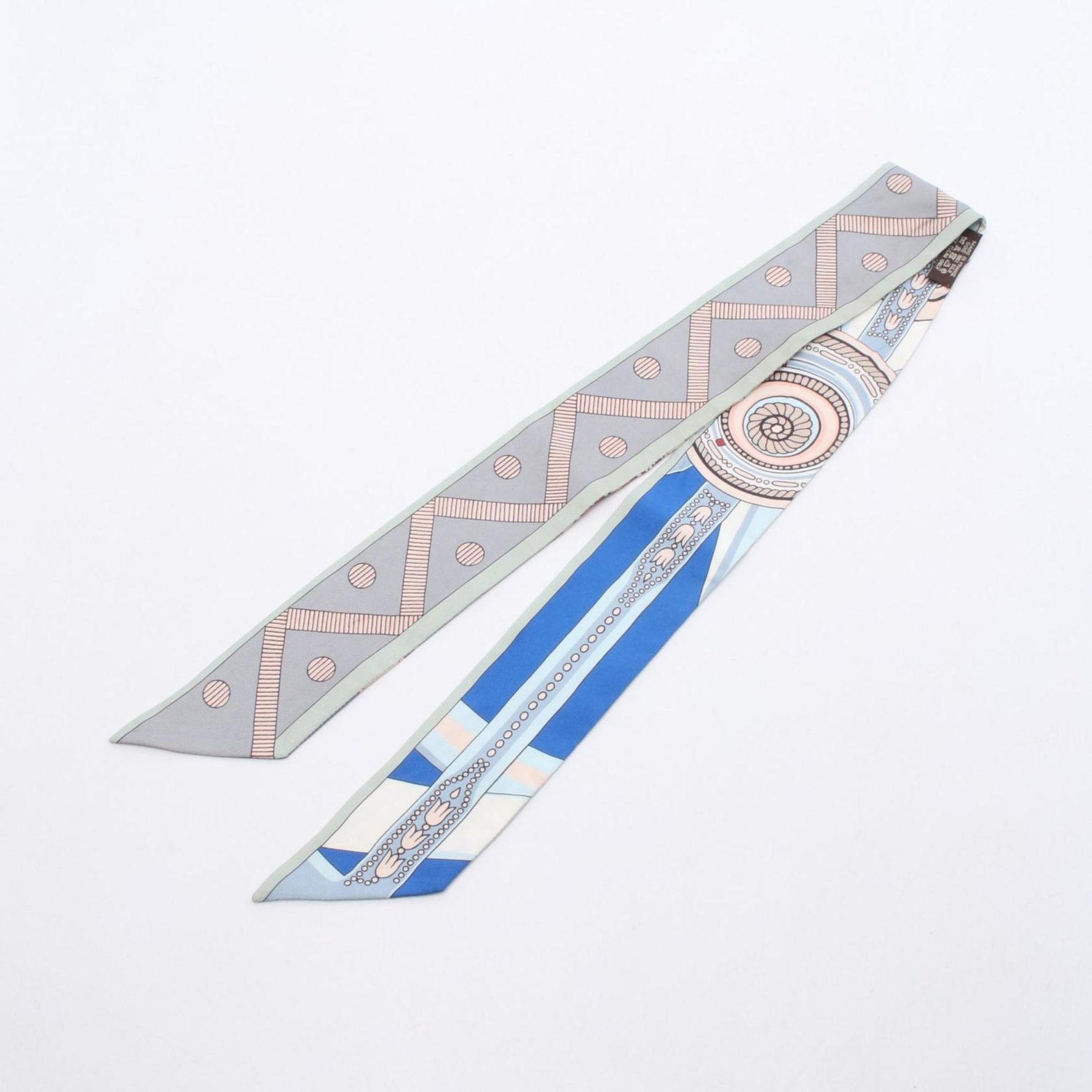 Hermes Hermès Twilly Balade En Berline Silk Scarf in Multicolored Gray