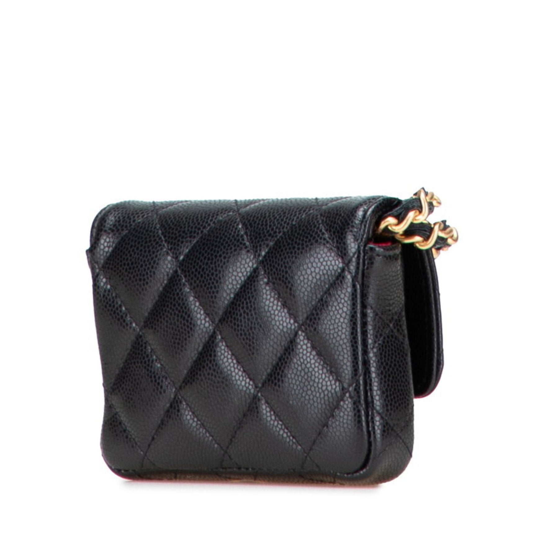 CHANEL Mini Matelasse Coco Mark Waist Bag/Body Bag in Caviar Skin