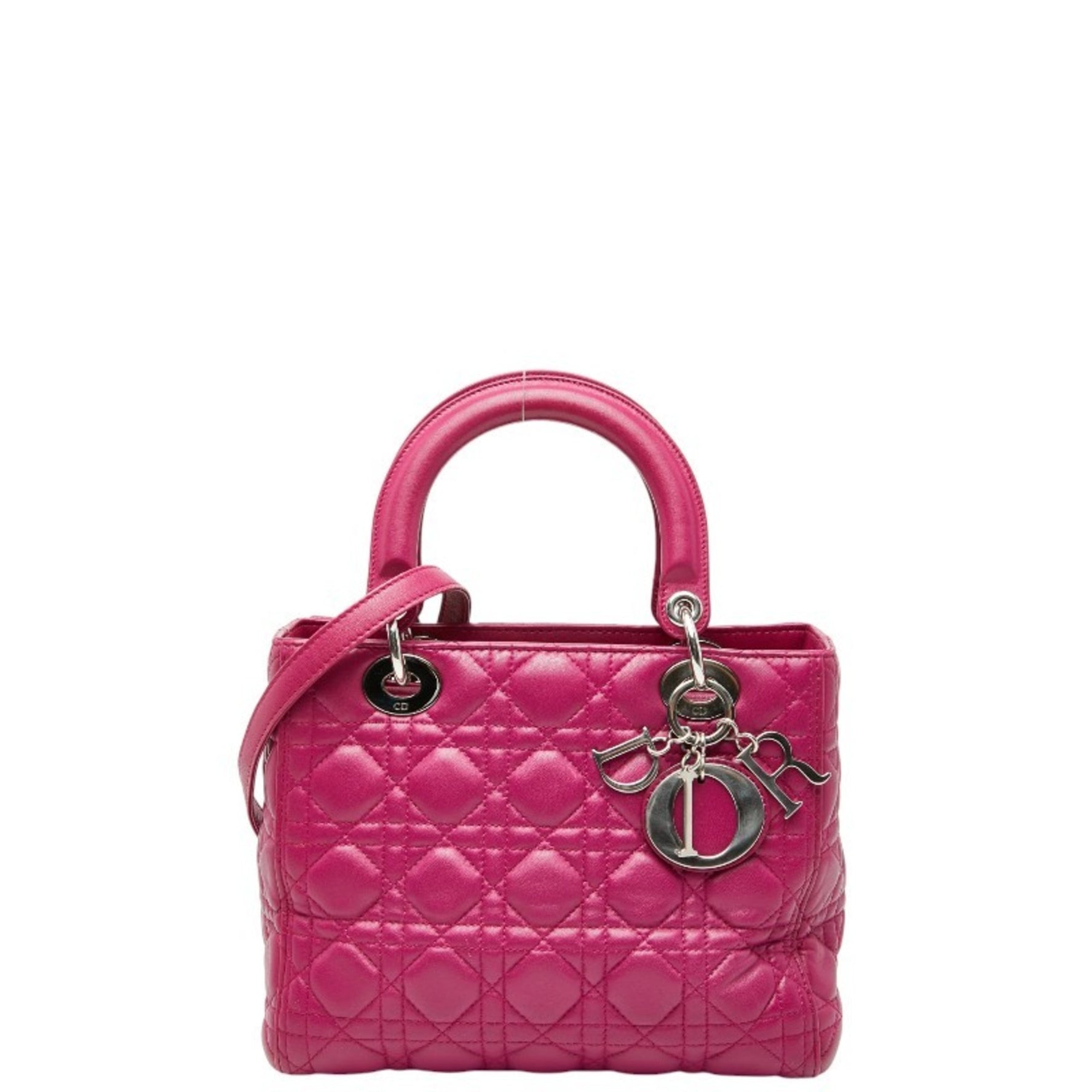 Christian Dior Dior Cannage Lady Handbag/Shoulder Bag, Purple/Pink Leather