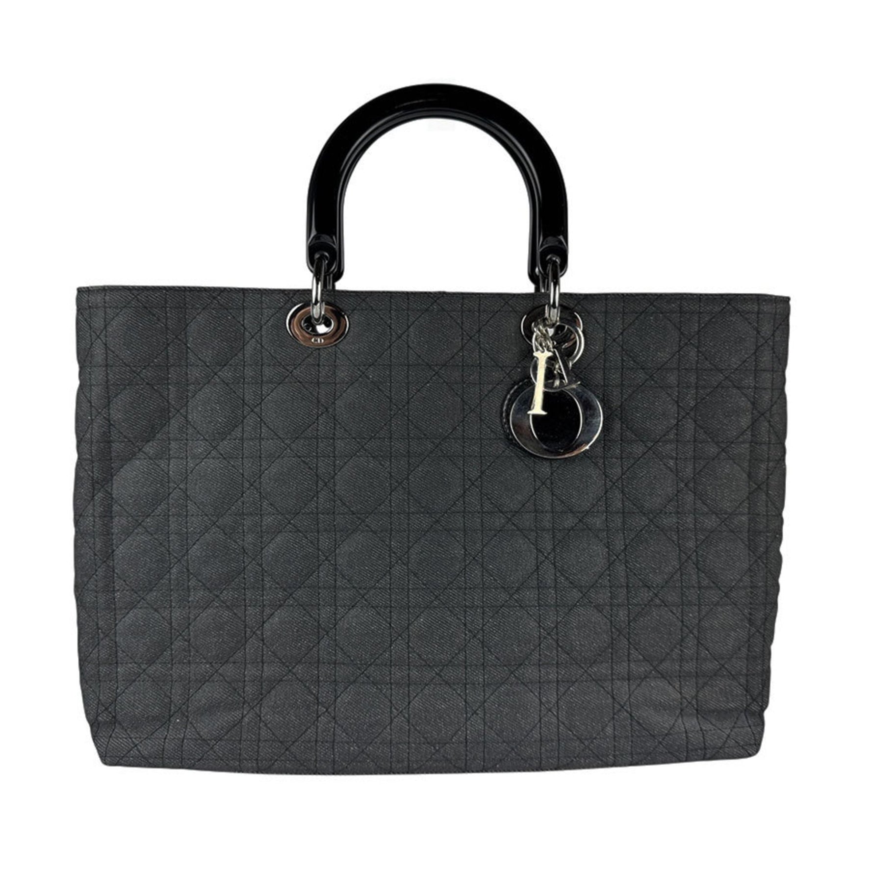 Christian Dior Lady Canvas/Plastic Handbag/Shoulder Bag in and Silver