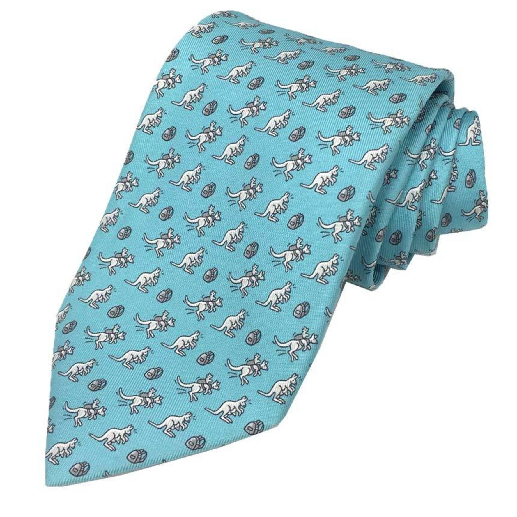 Hermes Tie Kangaroo 100% Silk