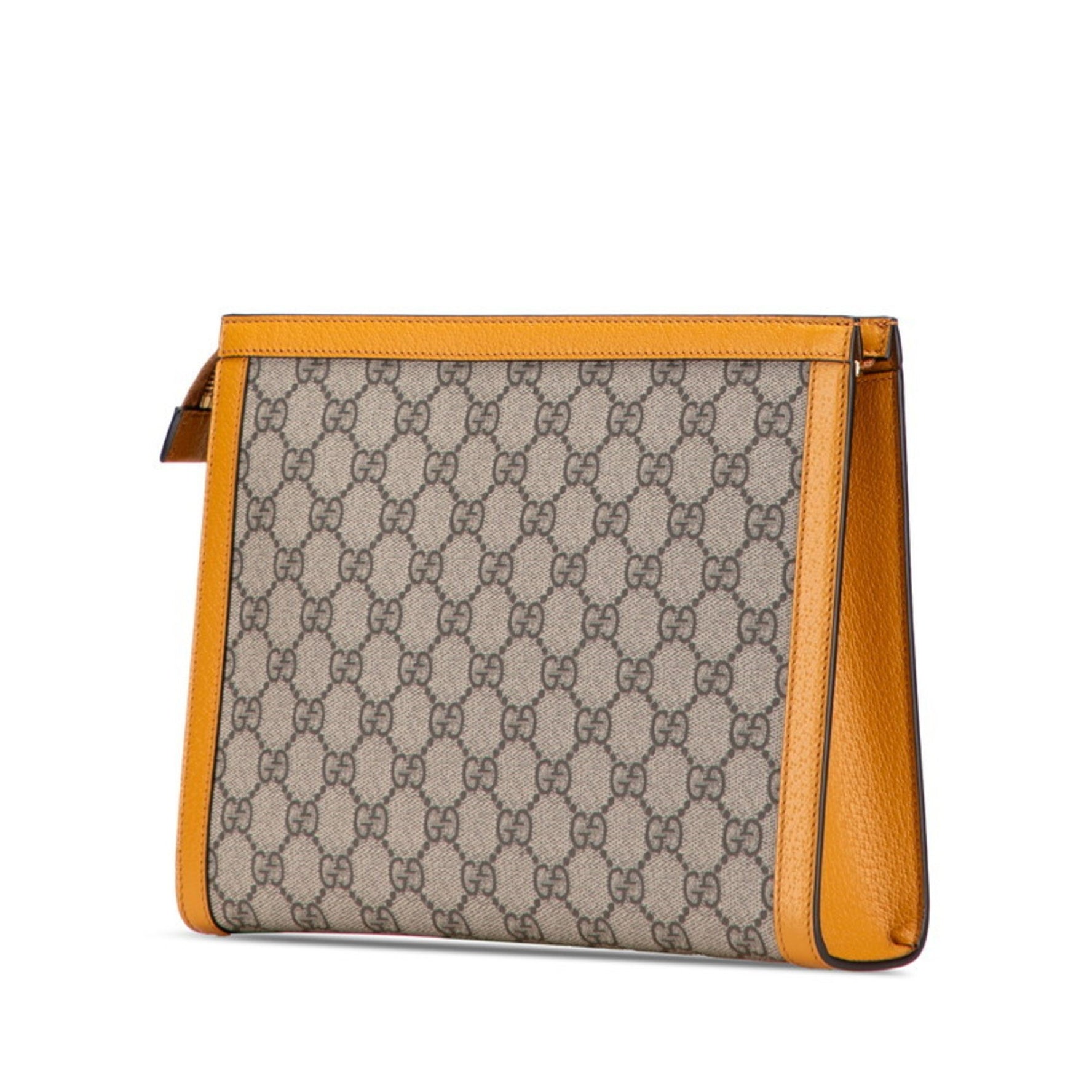 Gucci x EXO KAI GG Supreme Teddy Bear Clutch Bag Beige Orange Leather