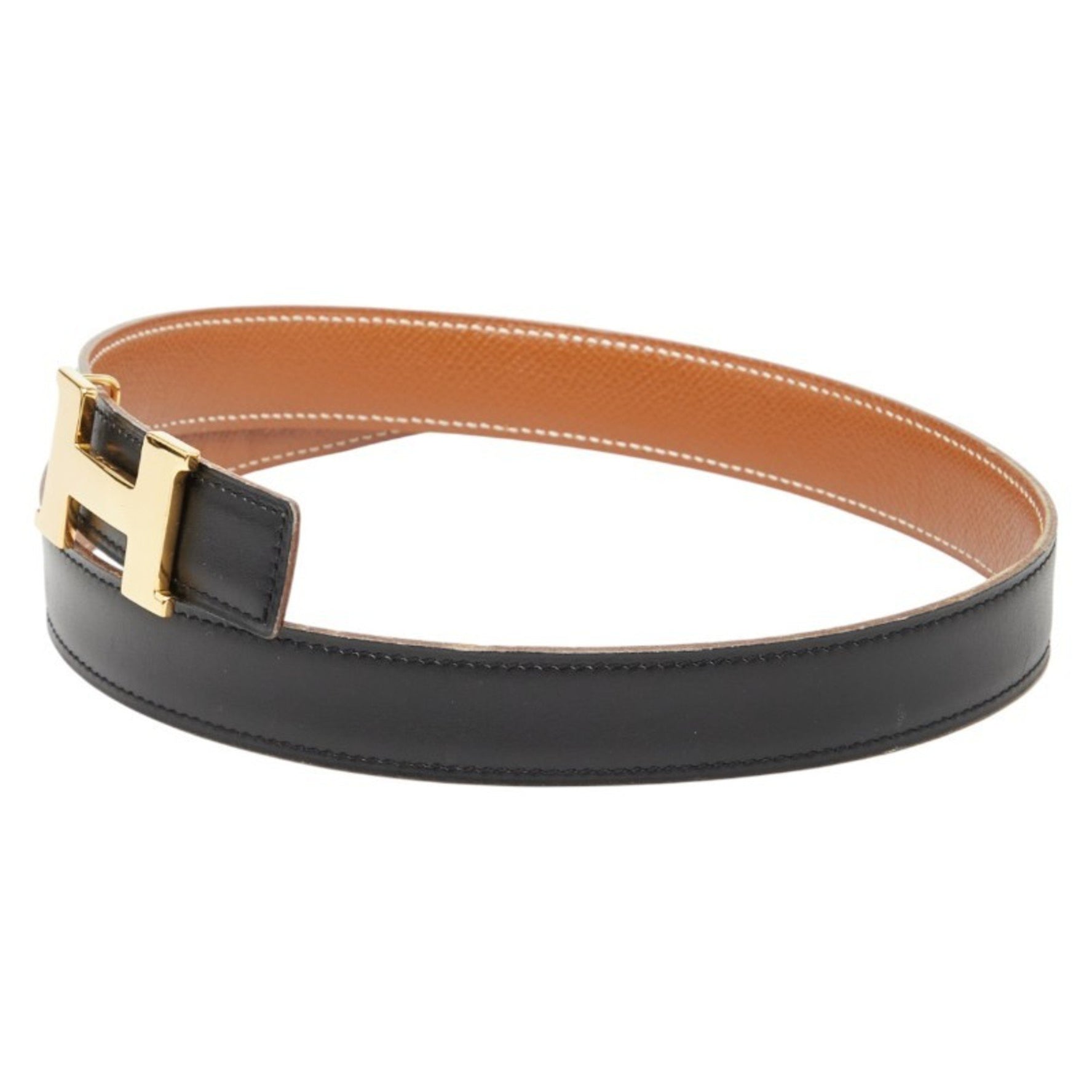 Hermes Hermès Constance H Belt, reversible, size 60, black and brown box calf leather, Couchvel