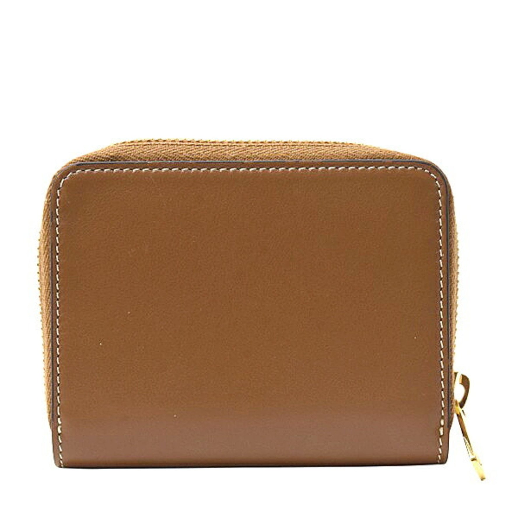 Celine Cuir Triomphe Compact Zip Coin Case in Tan Leather