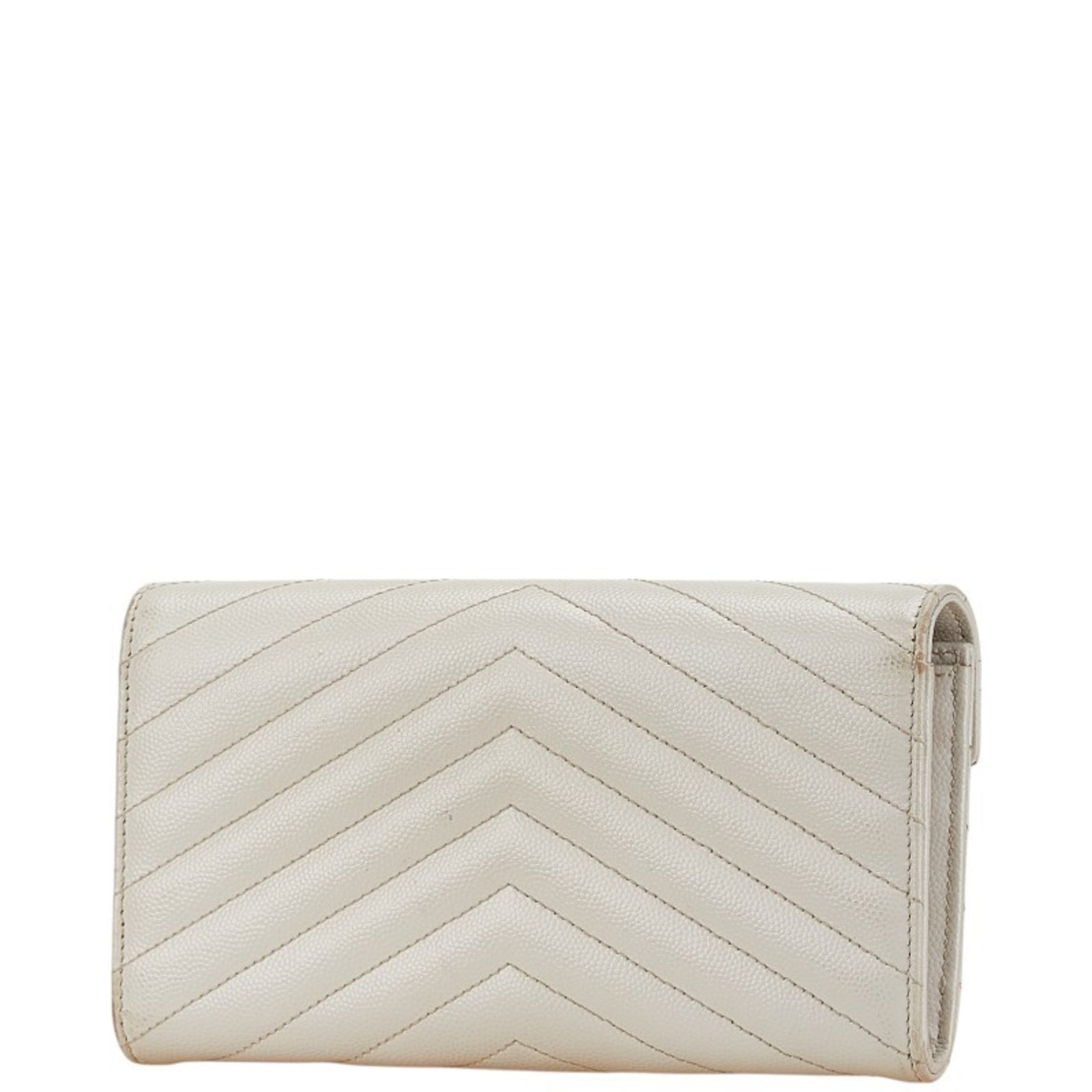 Saint Laurent Cassandra V-stitch long wallet leather