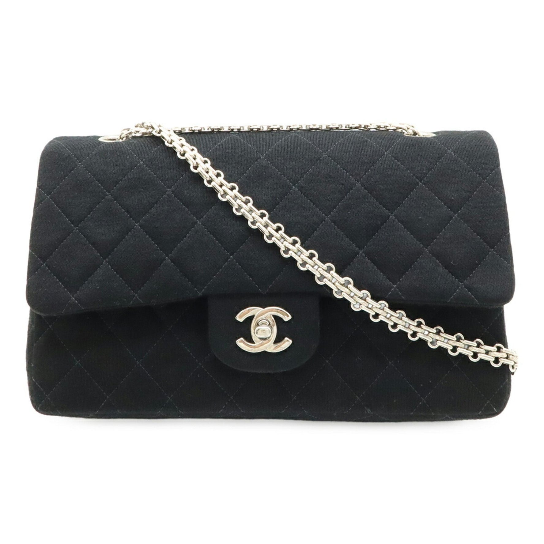 CHANEL Matelasse 25 Coco Mark Double Flap Chain Shoulder Bag, Cotton Jersey