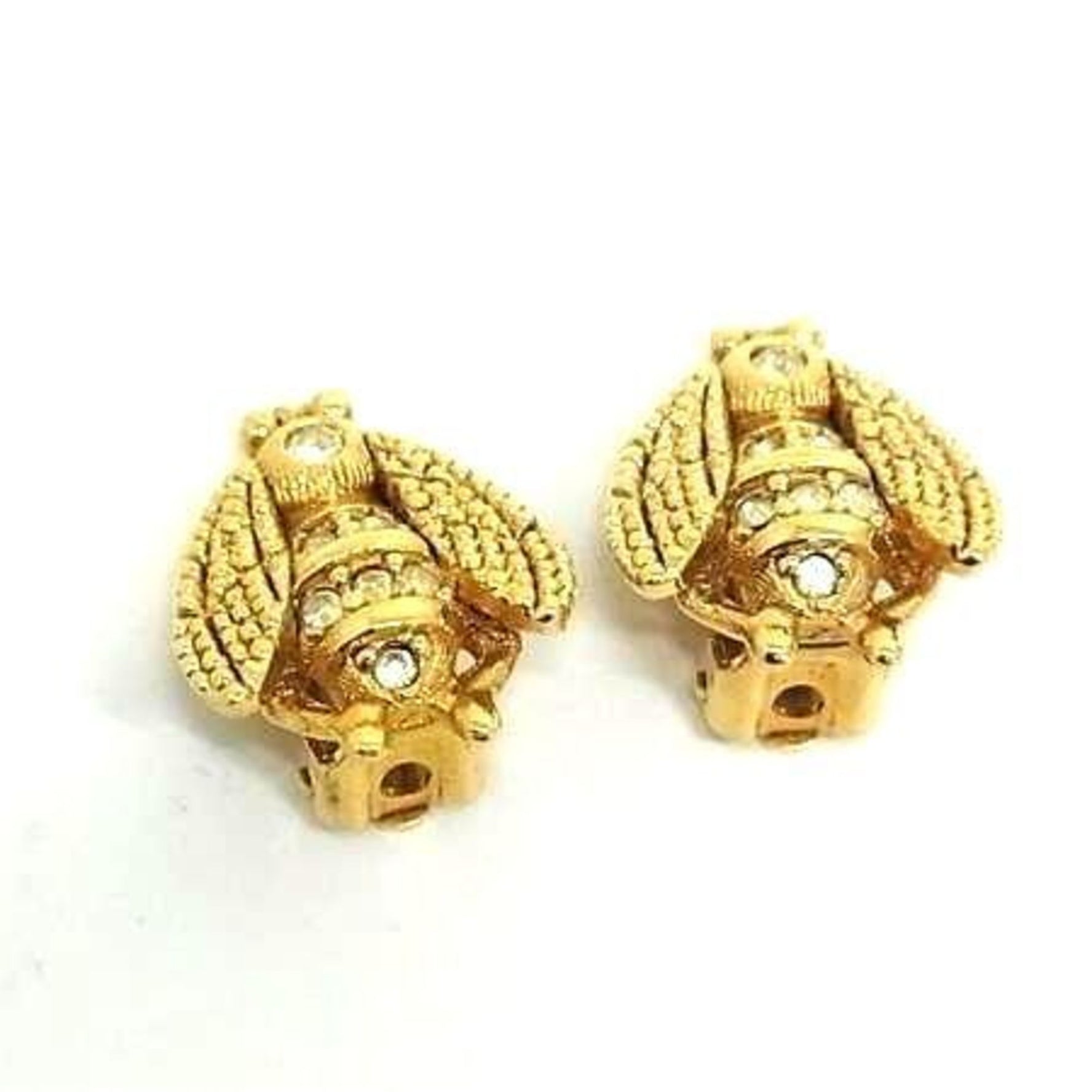 Christian Dior Bee Clip-on Earrings in Metal with Rhinestones