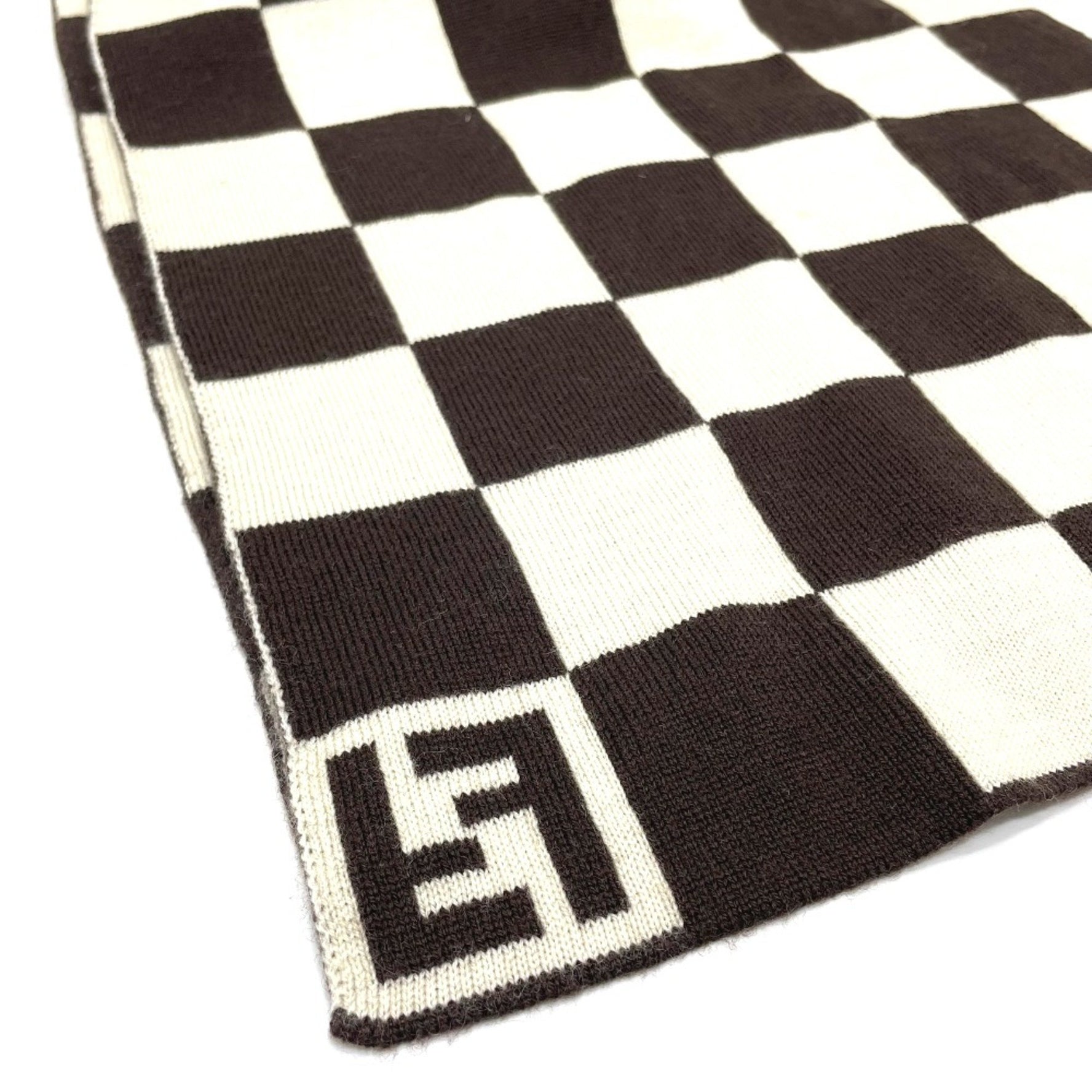 Fendi FF logo Gingham check Scarf x White