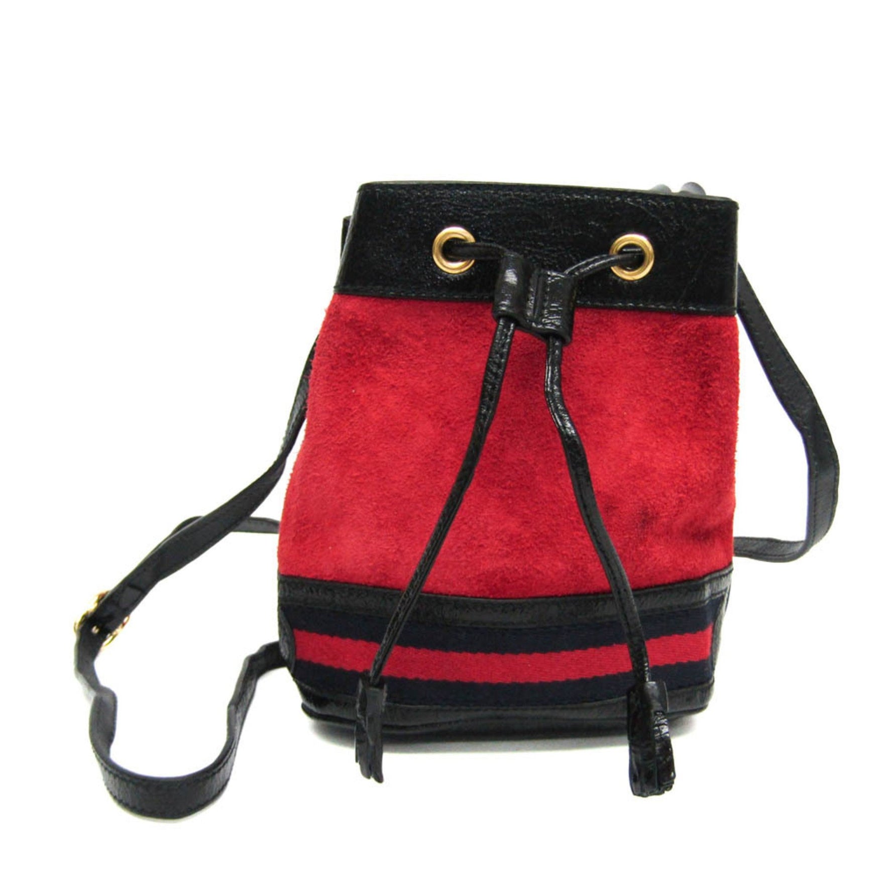 Gucci Drawstring Bag Type Leather,Suede Shoulder Bag Black,Navy,Red Color