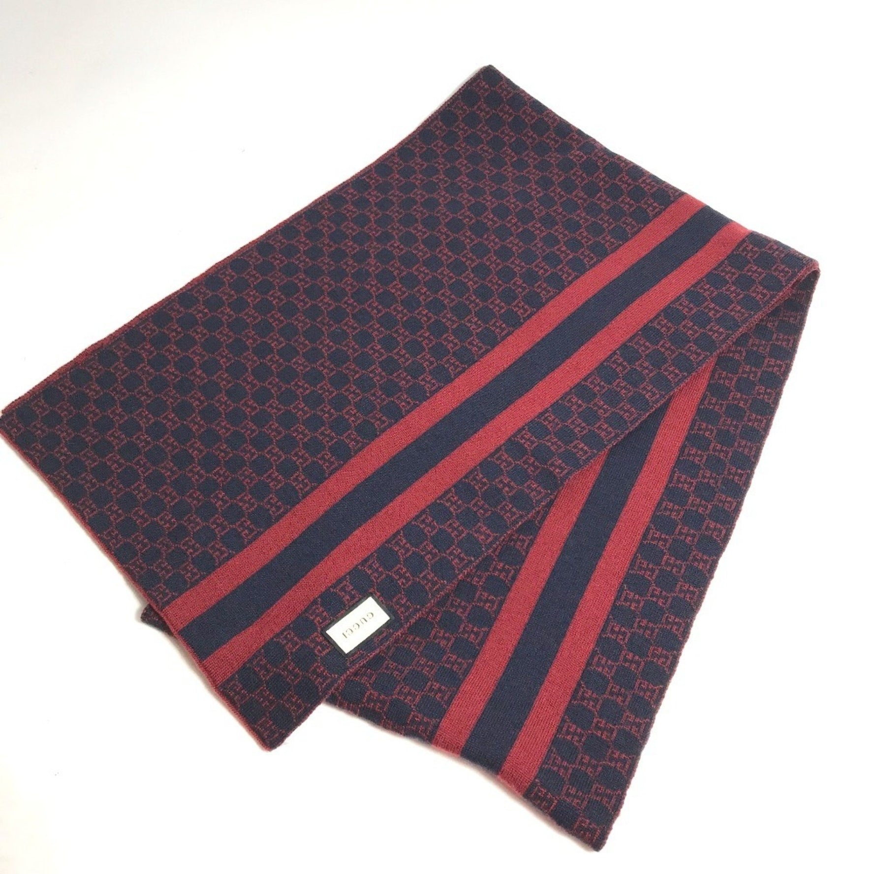 GUCCI GG Two-Tone Wool Scarf, Red