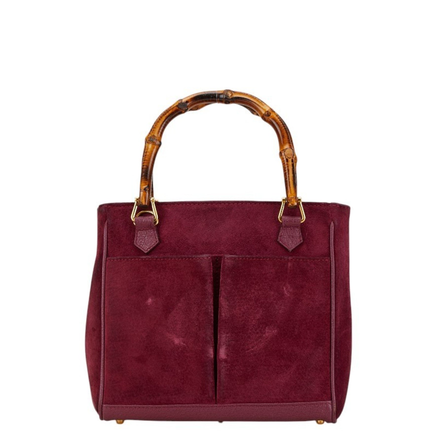 Gucci Bamboo Handbag 000 122 0316 Purple Brown Suede