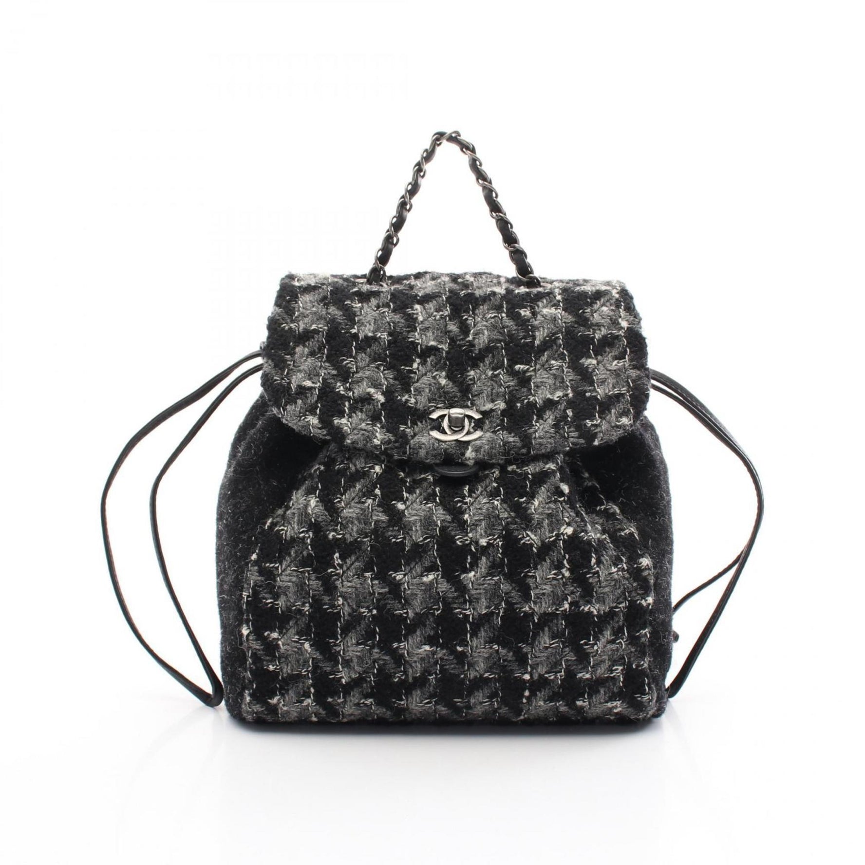 CHANEL Coco Mark Backpack Fabric Black Grey White
