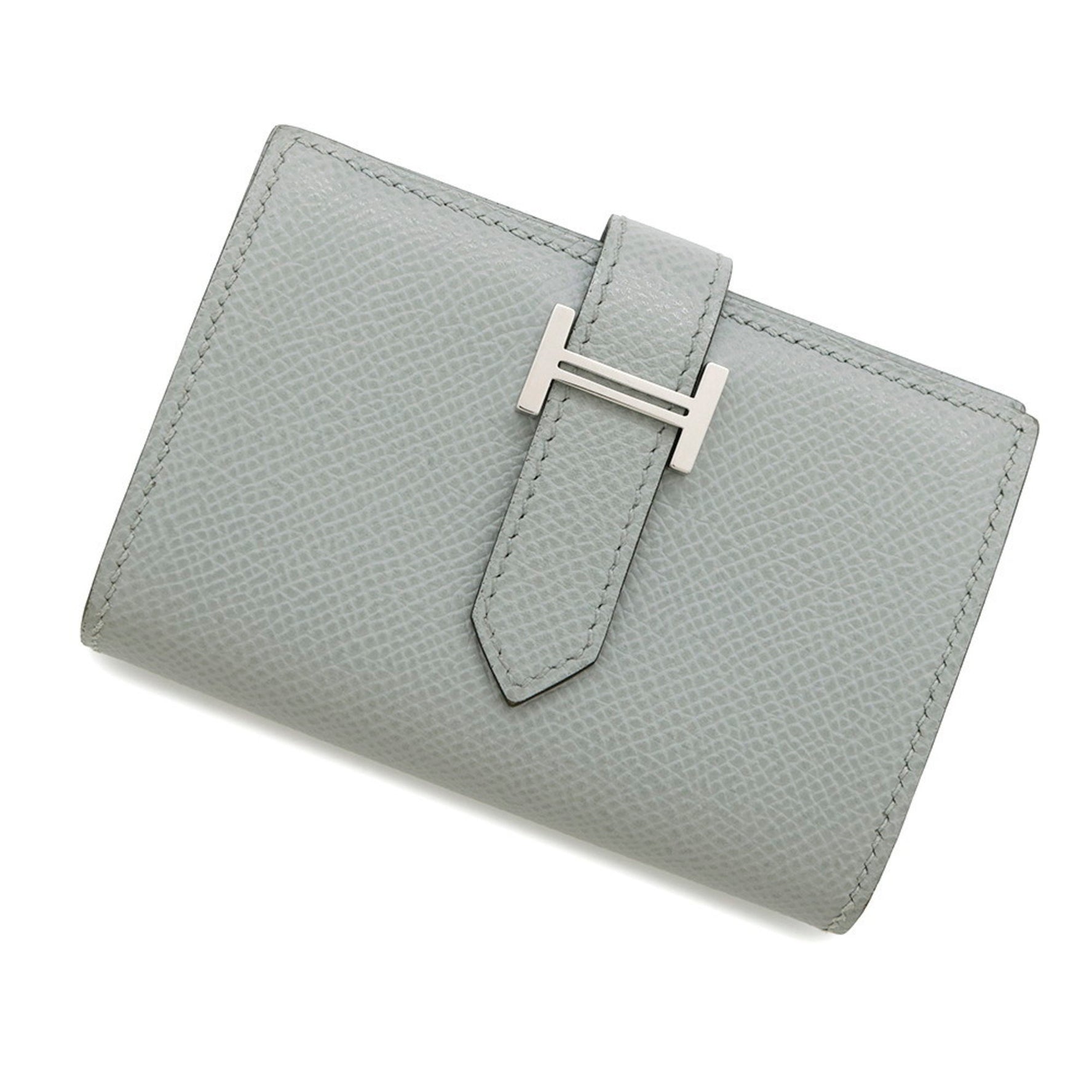 Hermes Business Card Holder/Card Case Bearn Mini with Coin Purse Blue Glacier Epson W Engraved Holder Wallet/Coin