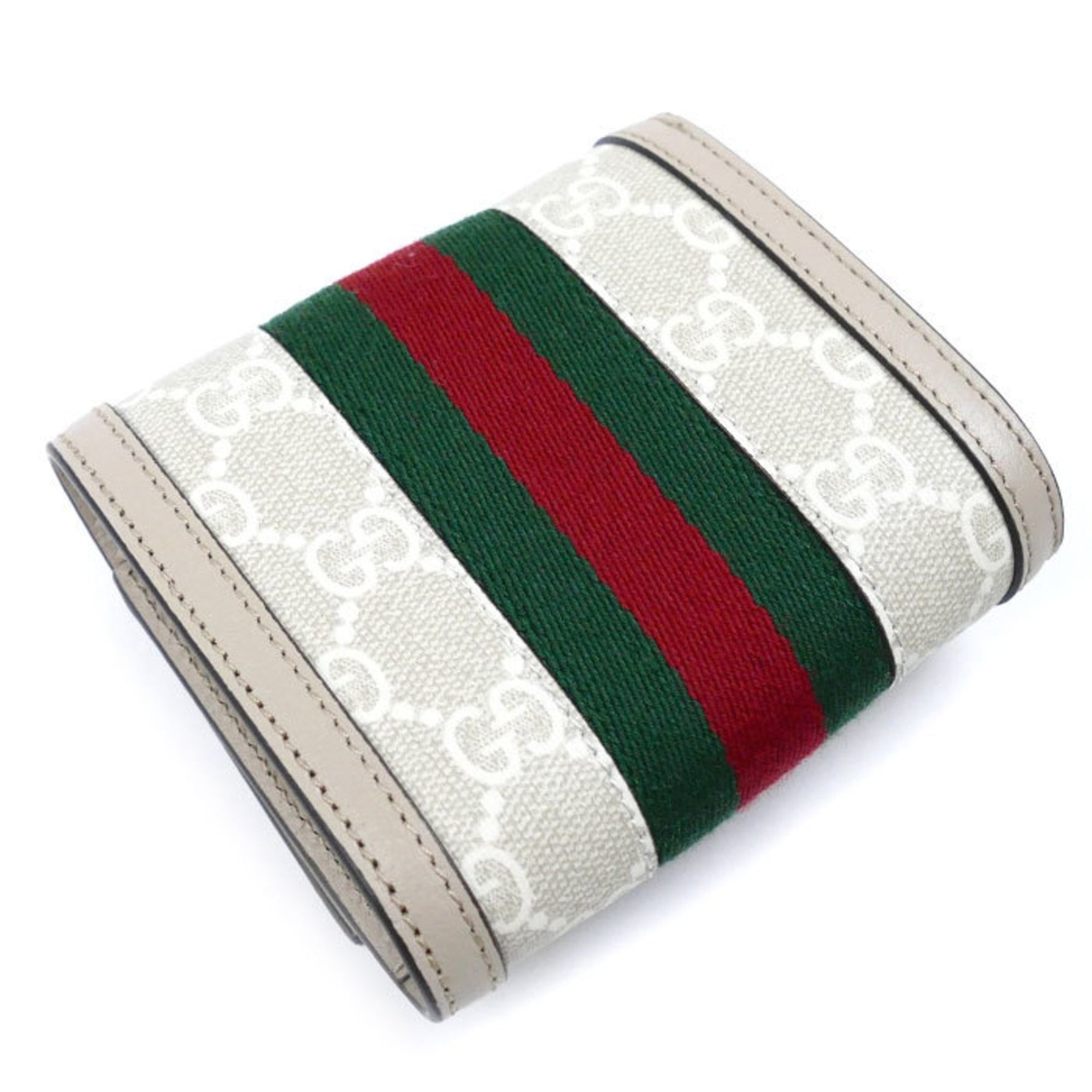 GUCCI Ophidia GG Card Case Wallet Bi-fold Beige White UULAG 9682