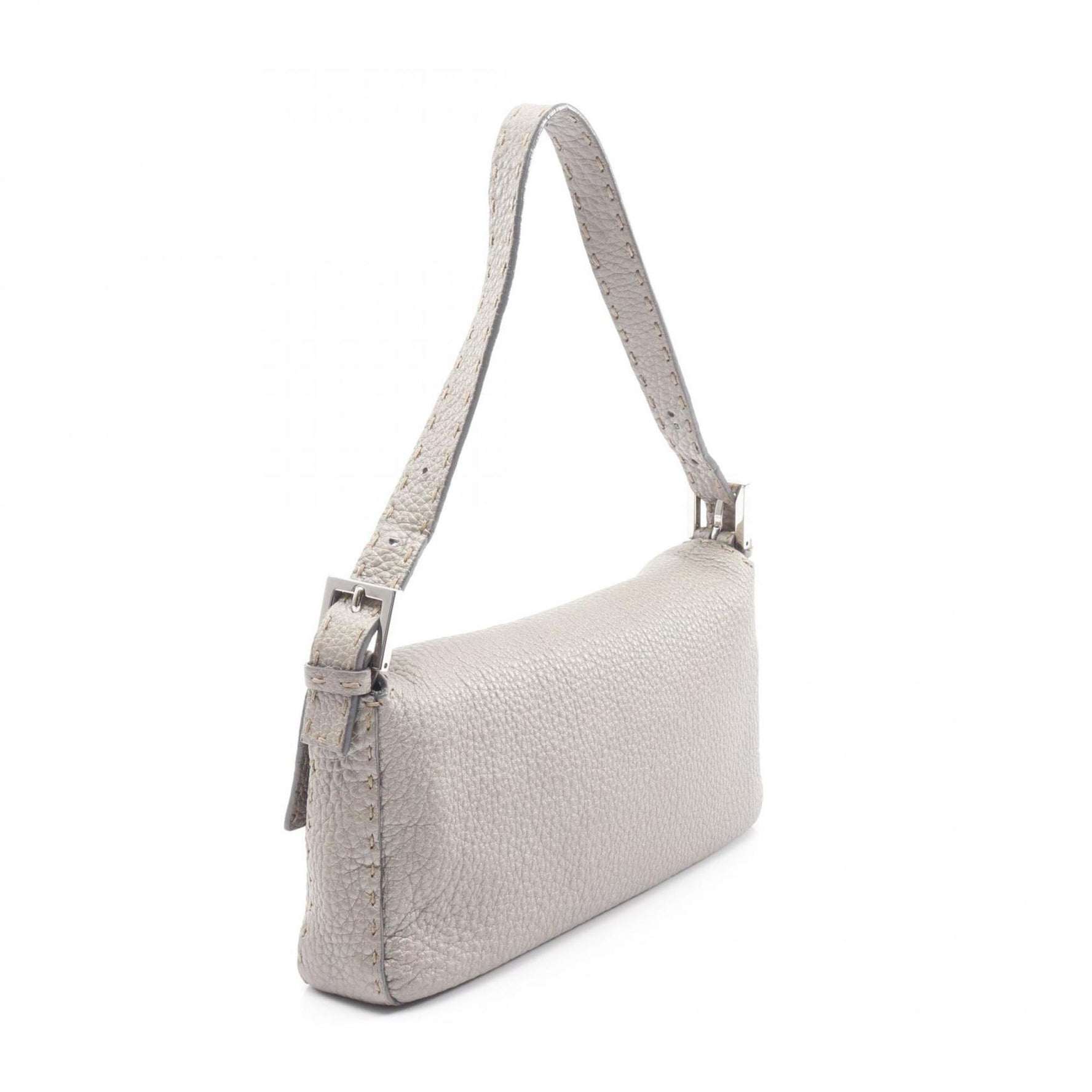 FENDI Mamma Bucket Selleria Handbag, Leather, Brown, Silver, Gray