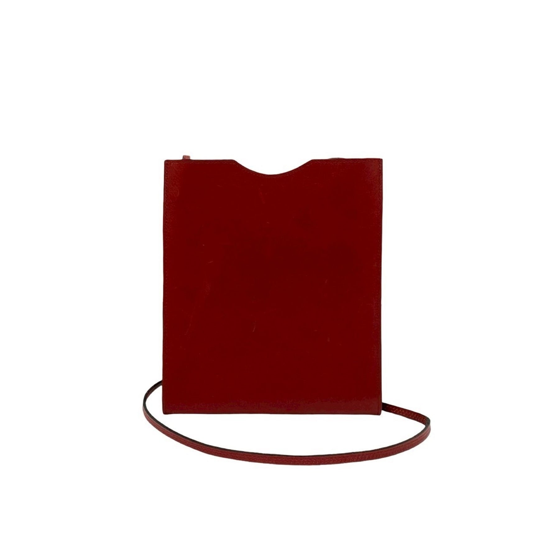 HERMES Omeni Toe Box Calf Leather Shoulder Bag/Pochette/Sacoche in Rouge H