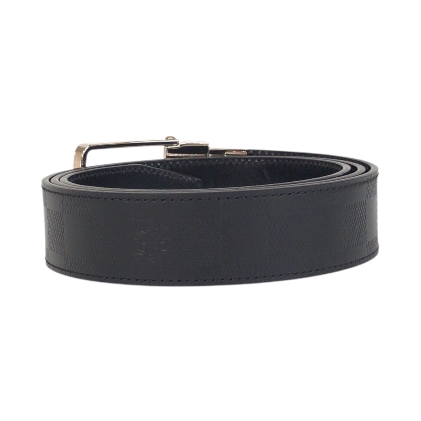 LOUIS VUITTON Damier Infini Santur 105 42 Black with Silver Hardware, Leather Belt, Reversible