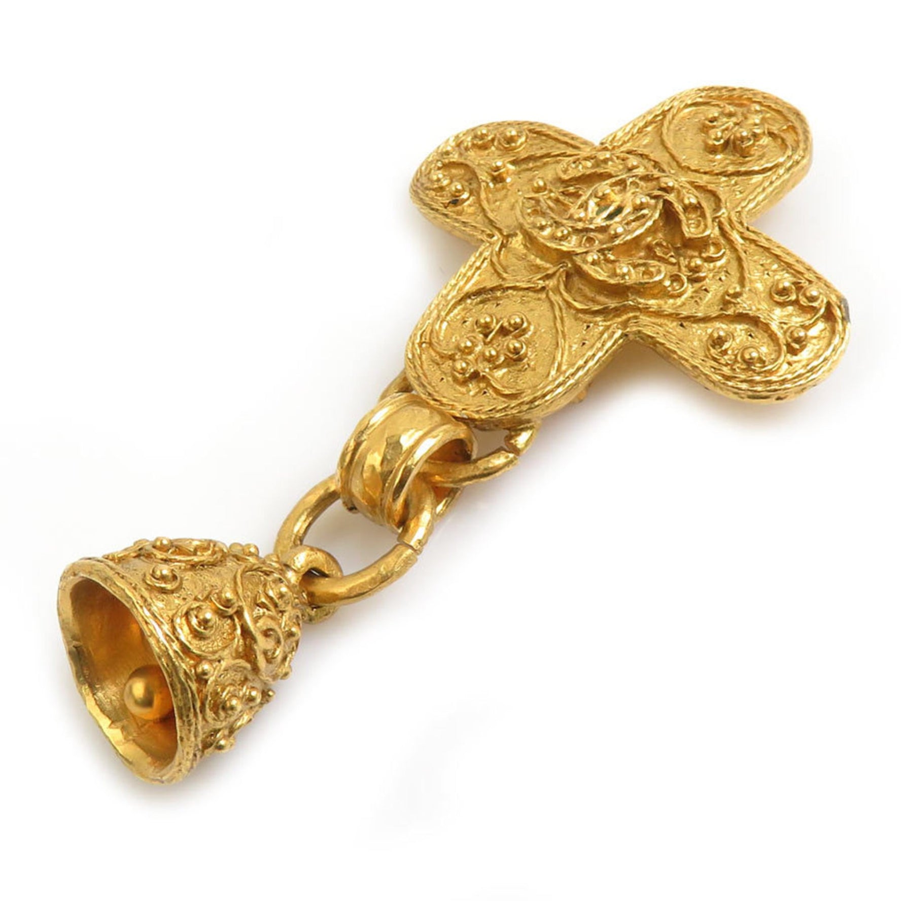 CHANEL Coco Mark Bell Brooch, Metal