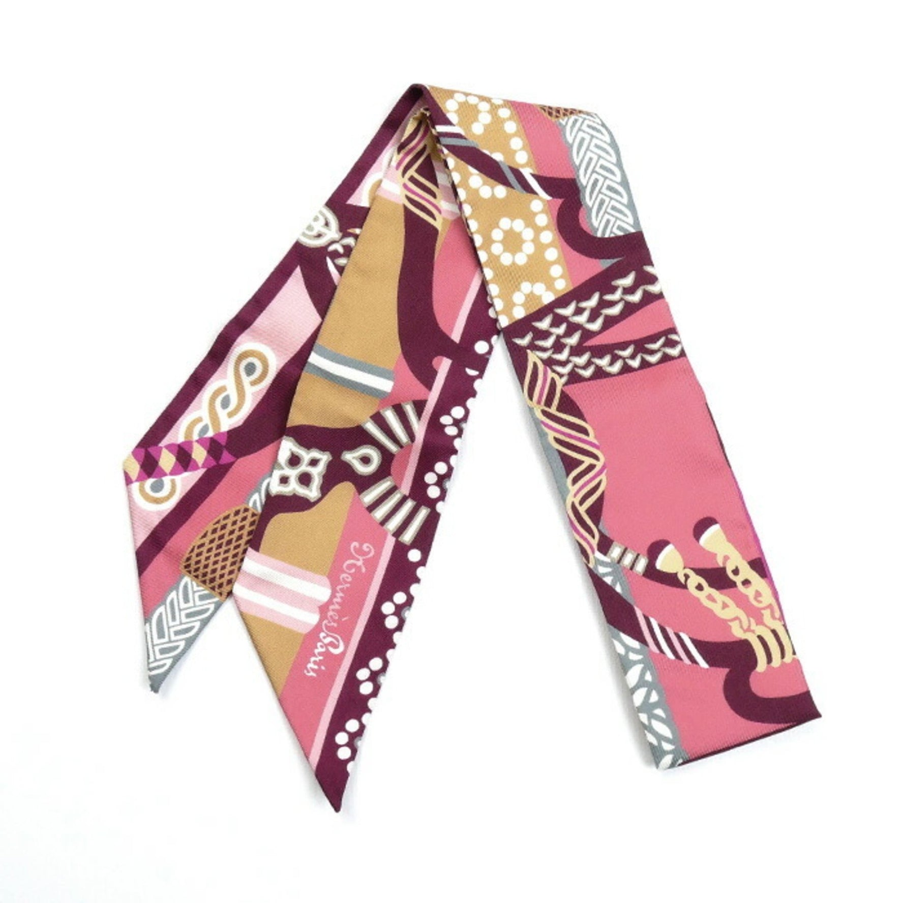 HERMES Twilly Fantaisie d' Etriers Scarf Muffler Multicolor