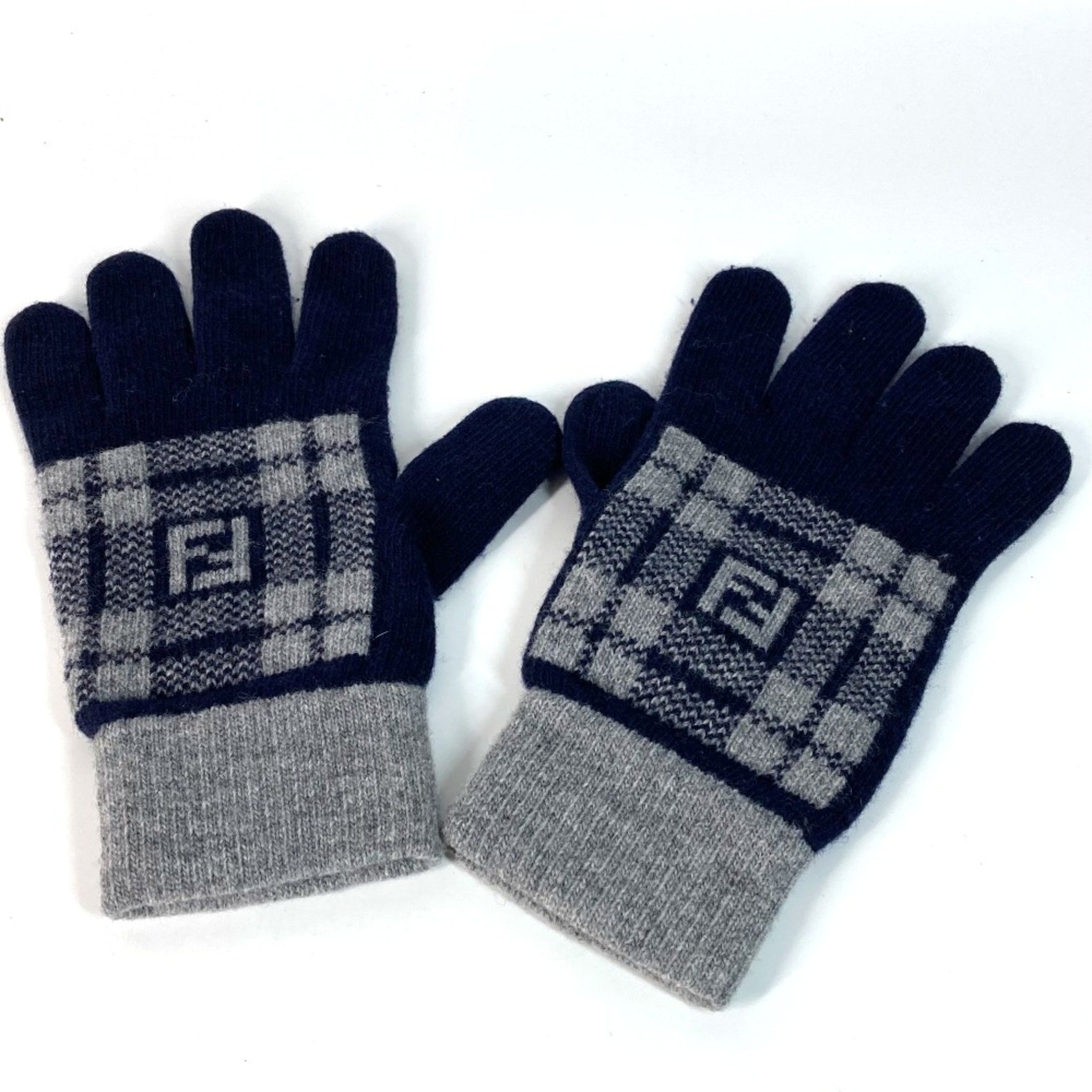 Fendi Check FF Bicolor Glove gloves gray