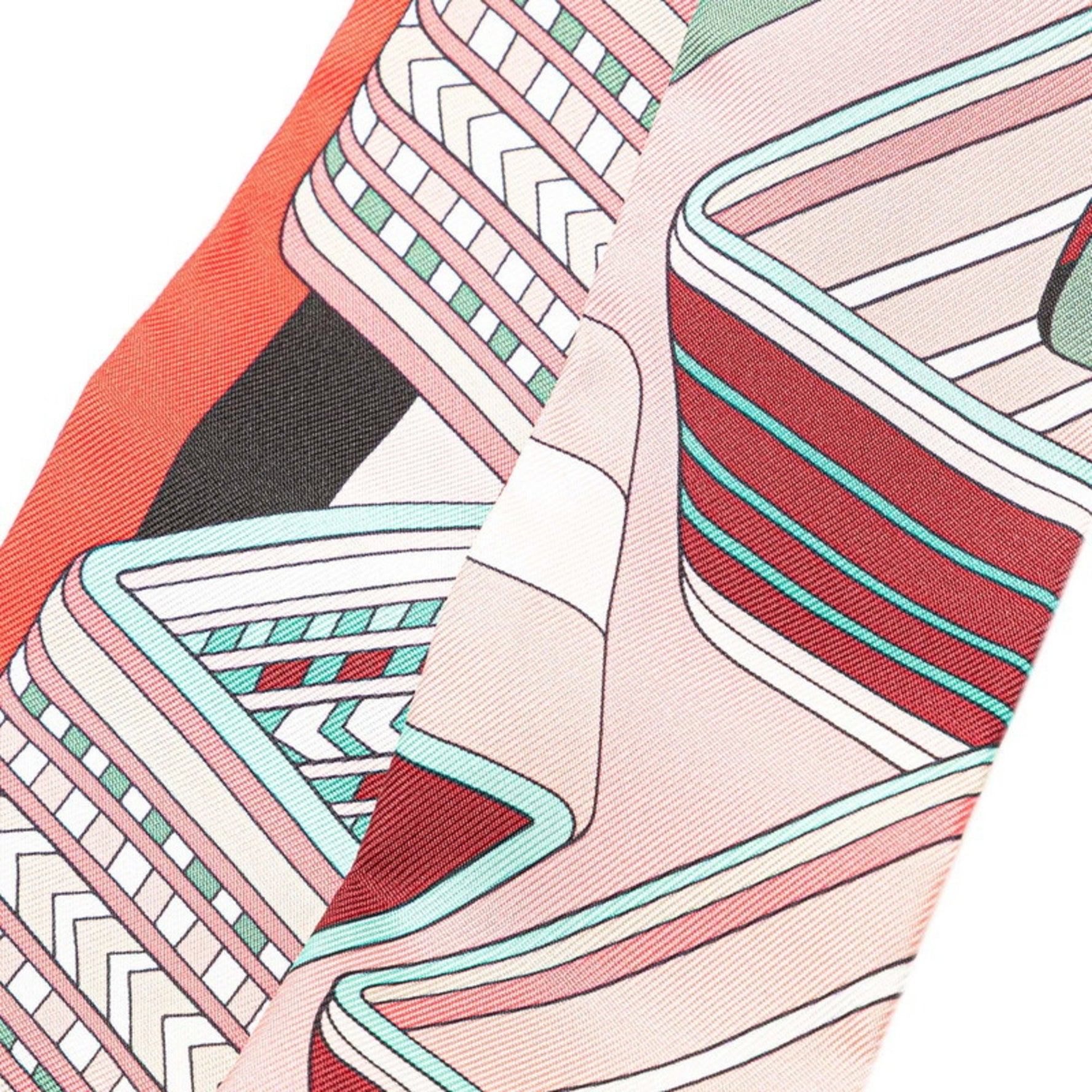 Hermes Hermès Twilly SANGLES EN ZIGZAG Zigzag Sangle Scarf, Light Pink Multicolor Silk