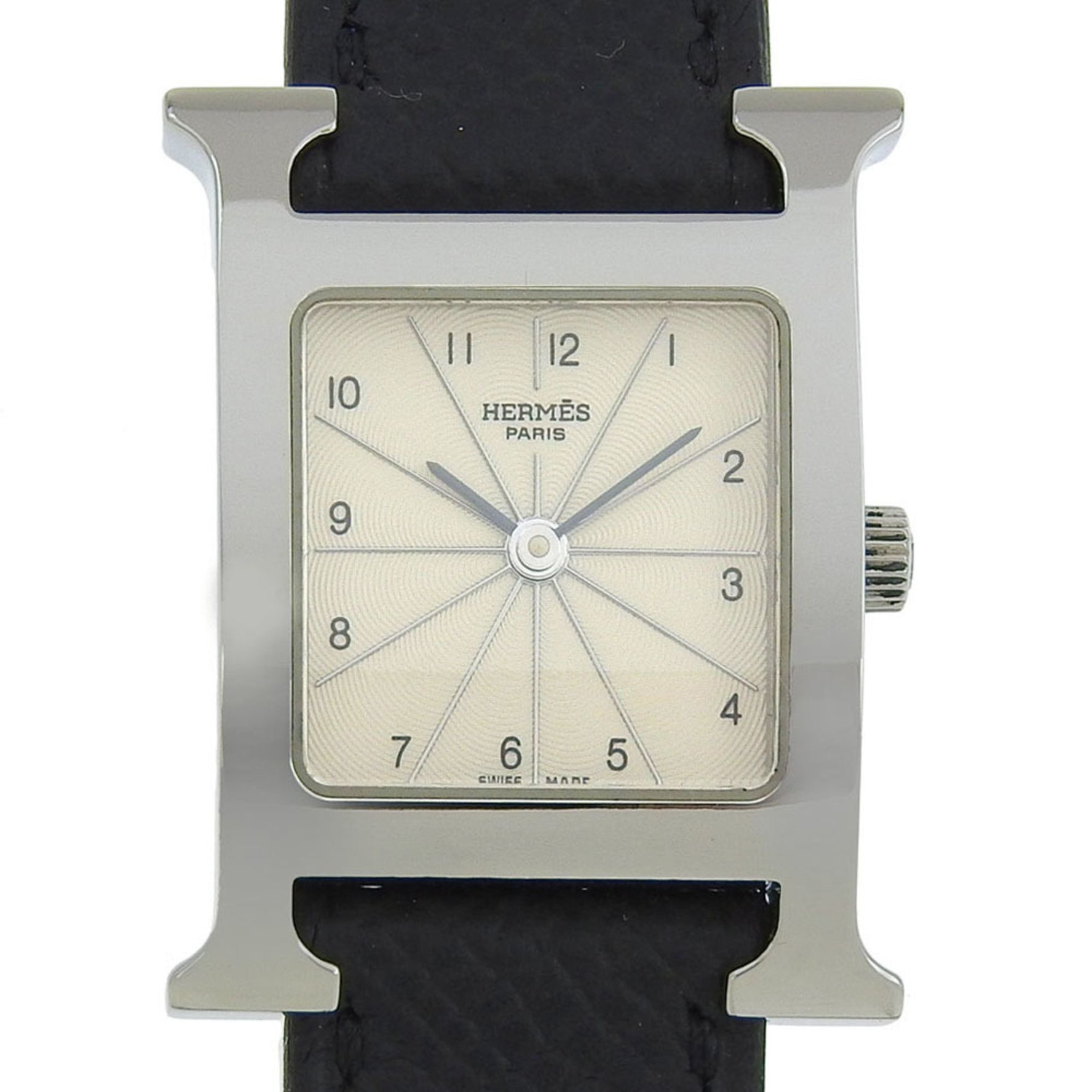 Like new Hermes H Watch 210 White dial SS/leather Quartz Battery Approx. Ladies' watch 2 hands