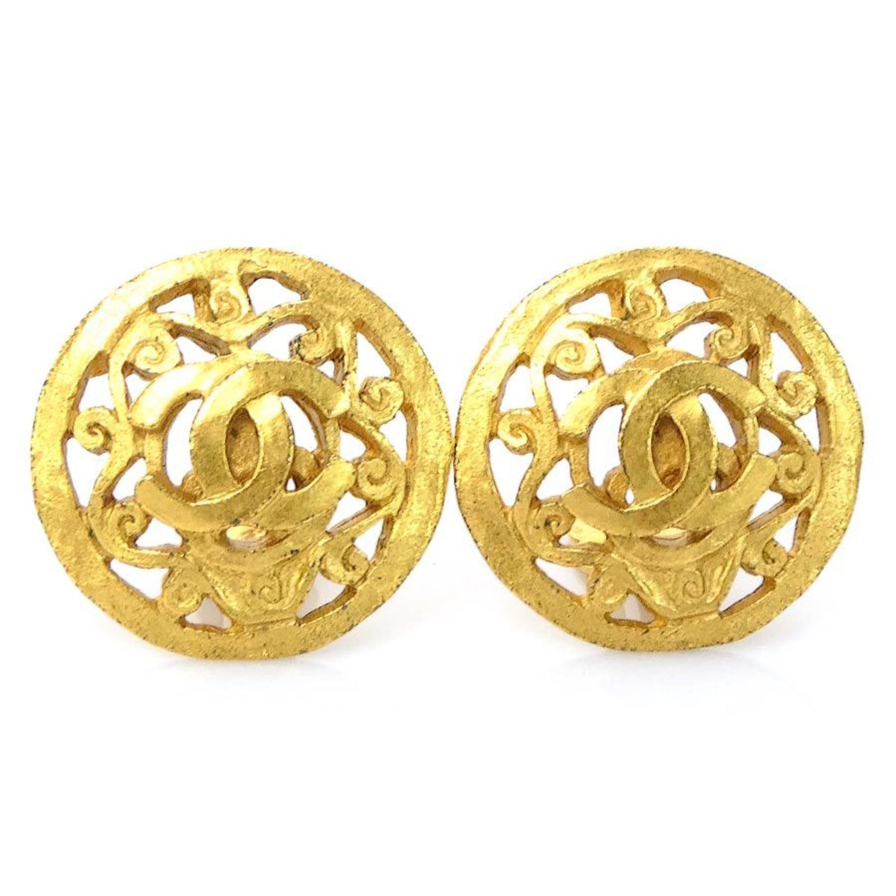 CHANEL Coco Mark Metal Earrings