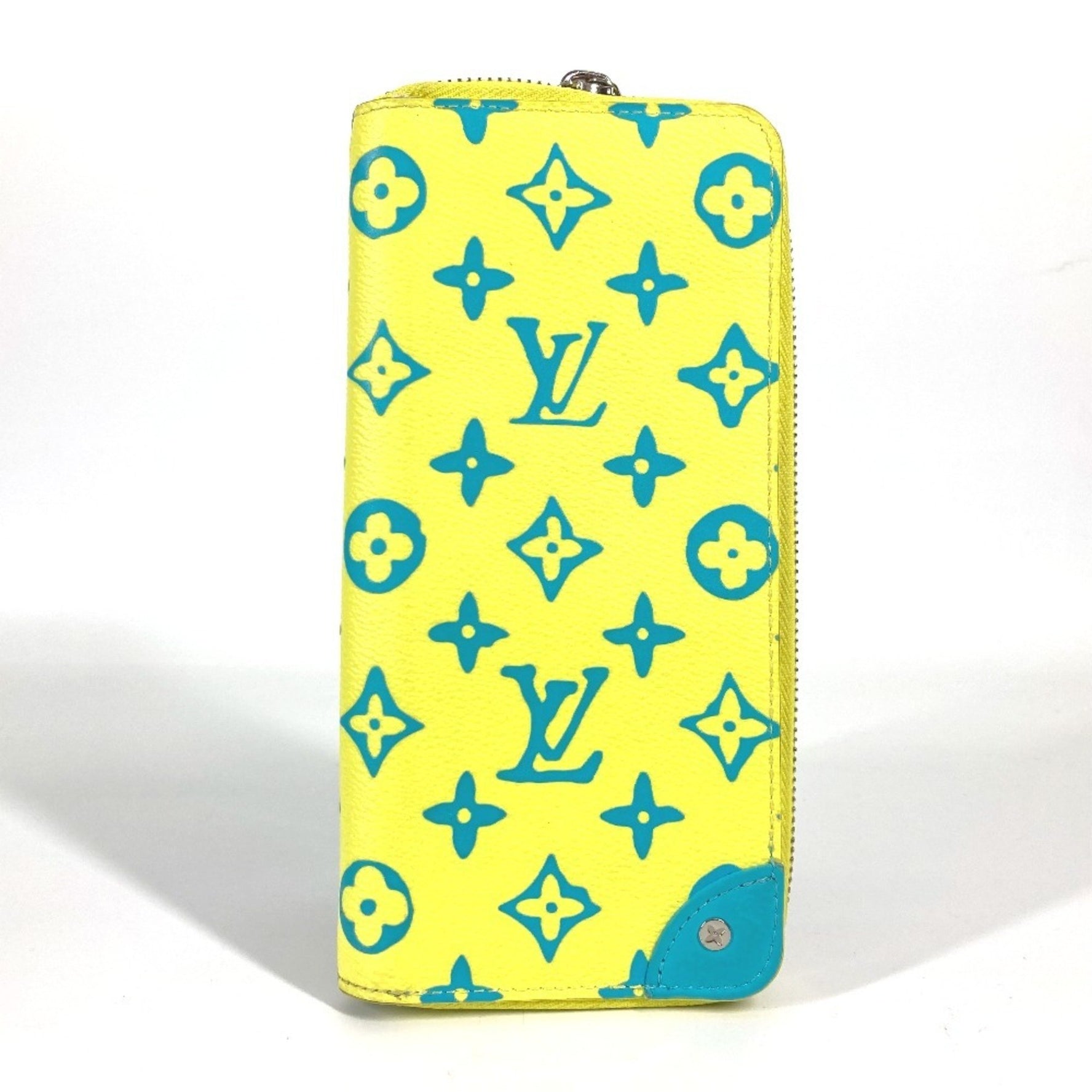 Louis Vuitton Monogram Playground Zippy Wallet Vertical Round Zipper Long Canvas Leather Men's Yellow