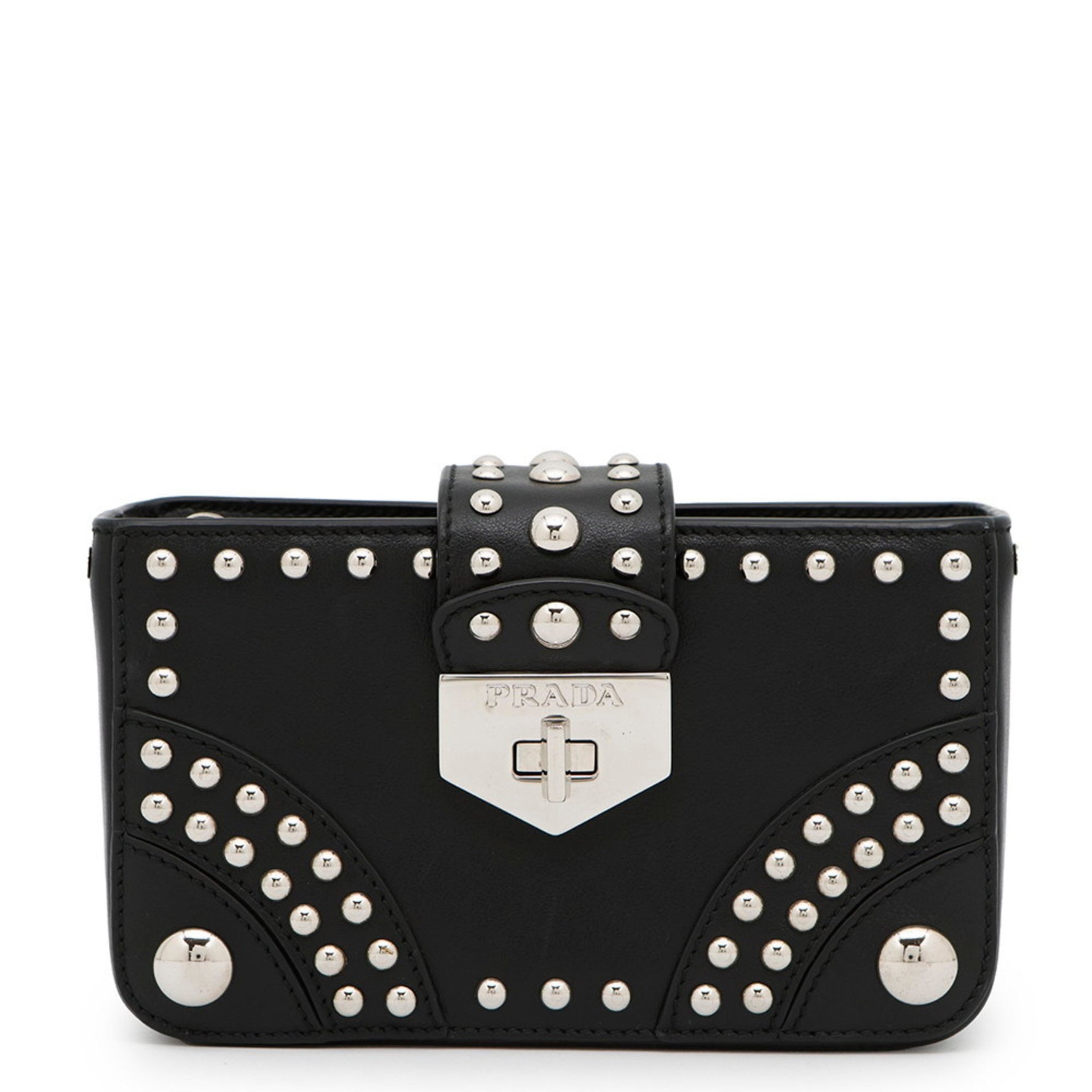 Prada Studded Leather Pouch Bag