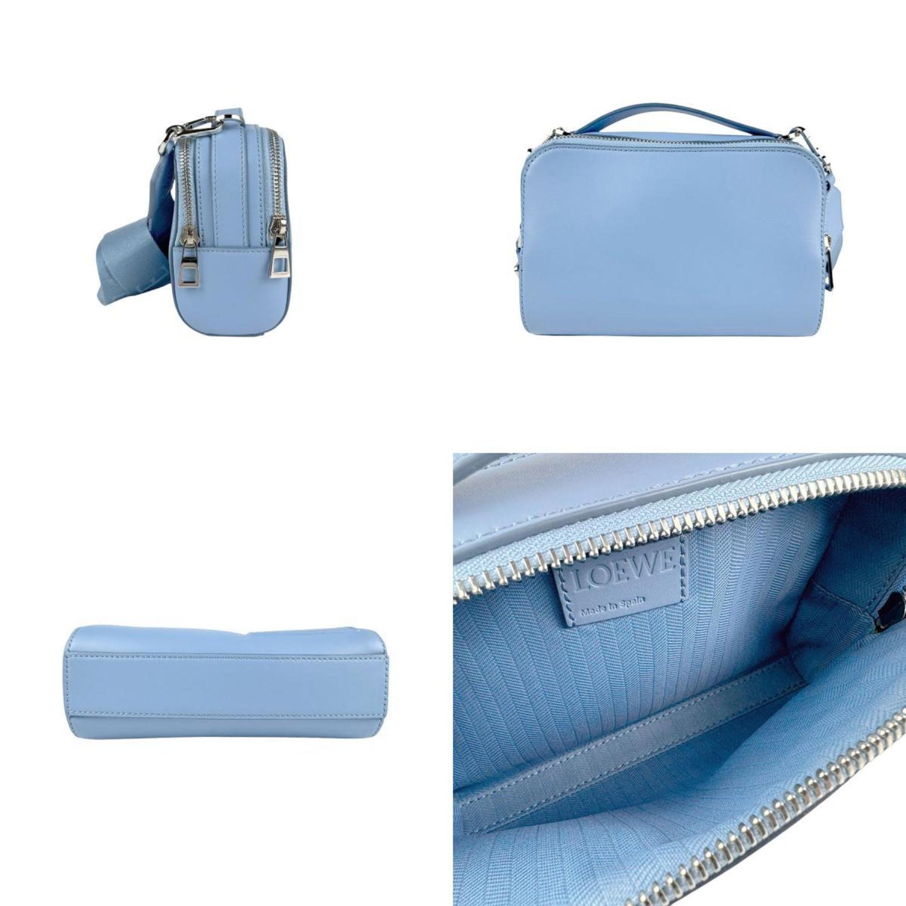 LOEWE Shoulder Bag Crossbody Camera Mini Leather Silver