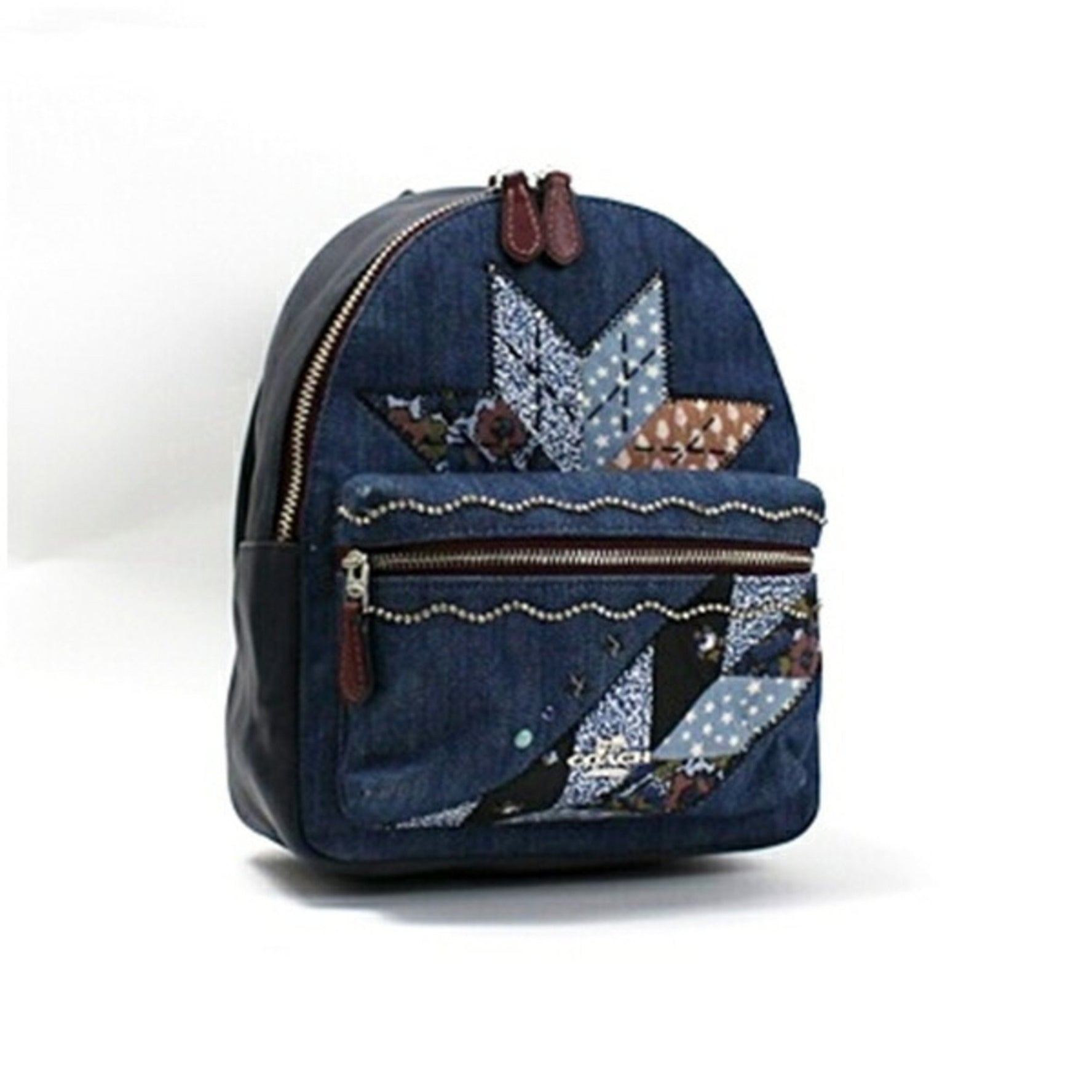 Coach Mini Backpack Denim Star Patchwork x Leather Navy