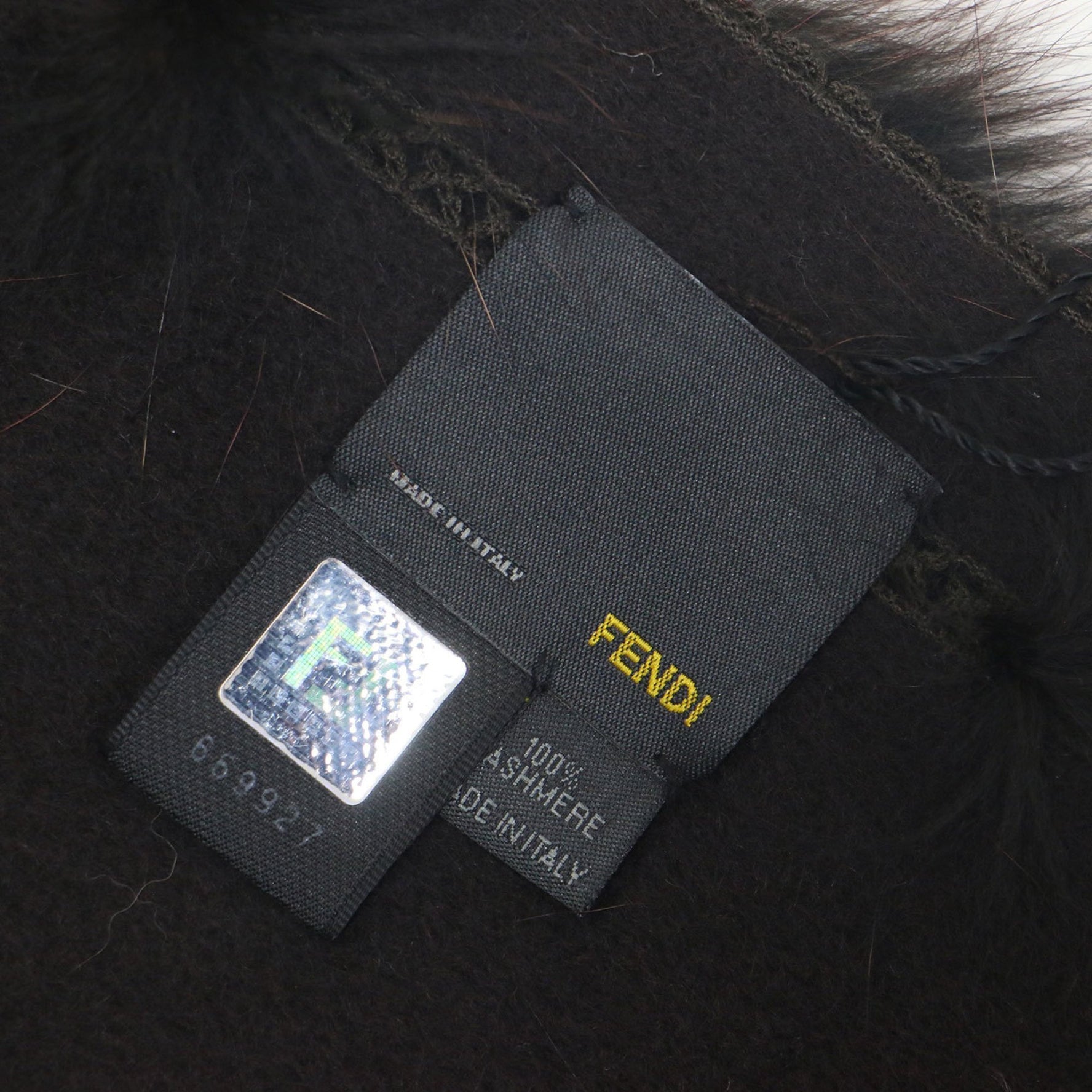 FENDI scarf dark brown size:TU cashmere with fox fur