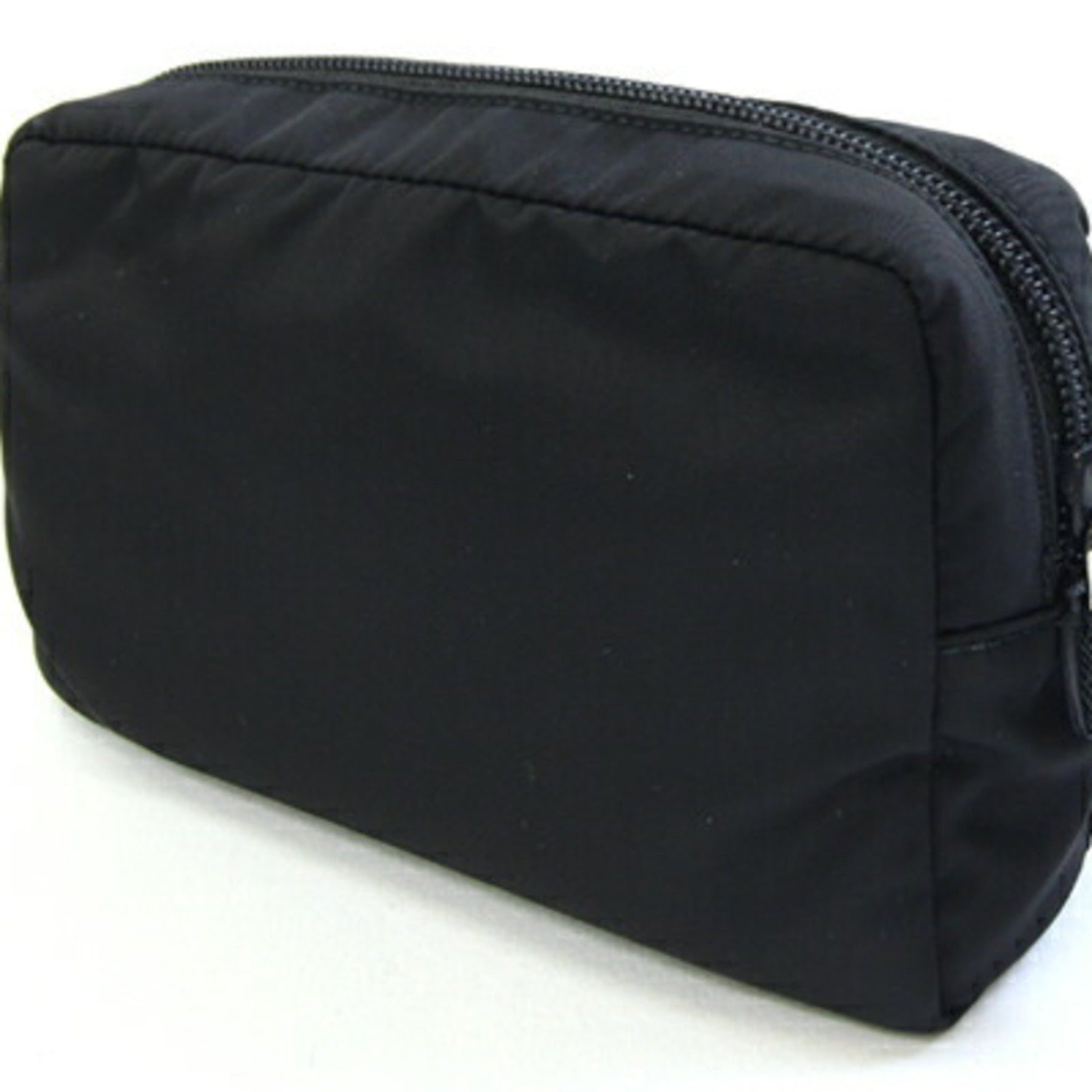 Prada Pouch 1NE021 Black Nylon and Leather Clutch Bag with Strap for Women